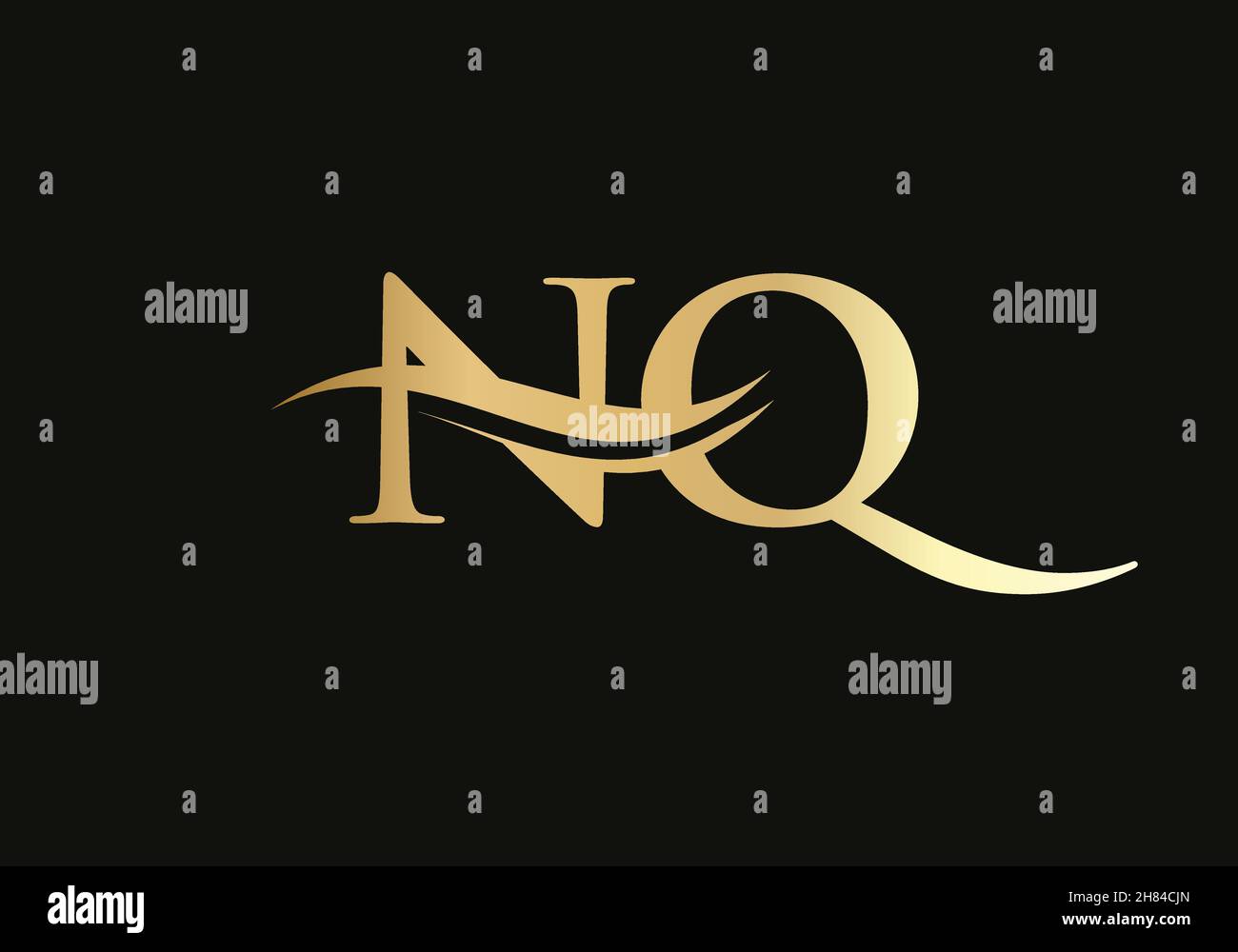 Vettore con logo Water Wave NQ. Swoosh Letter NQ Logo Design per l'identità aziendale e aziendale Illustrazione Vettoriale