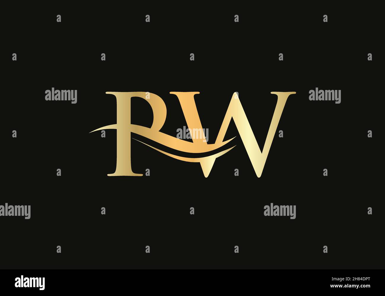 Moderno logo PW per il marchio di lusso. Vettore iniziale del disegno del logo commerciale della lettera PW Illustrazione Vettoriale