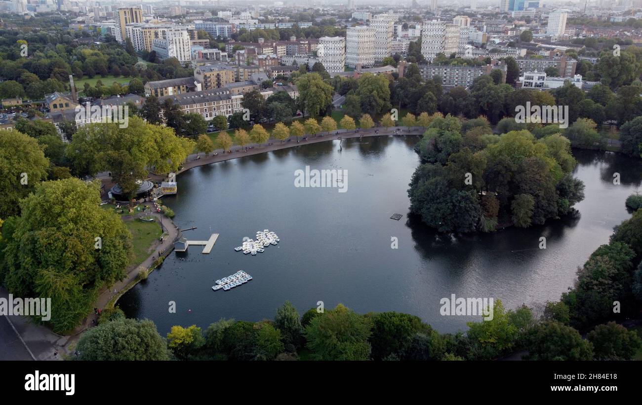 Victoria Park Lake Hackney East London UK Aerial Foto Stock