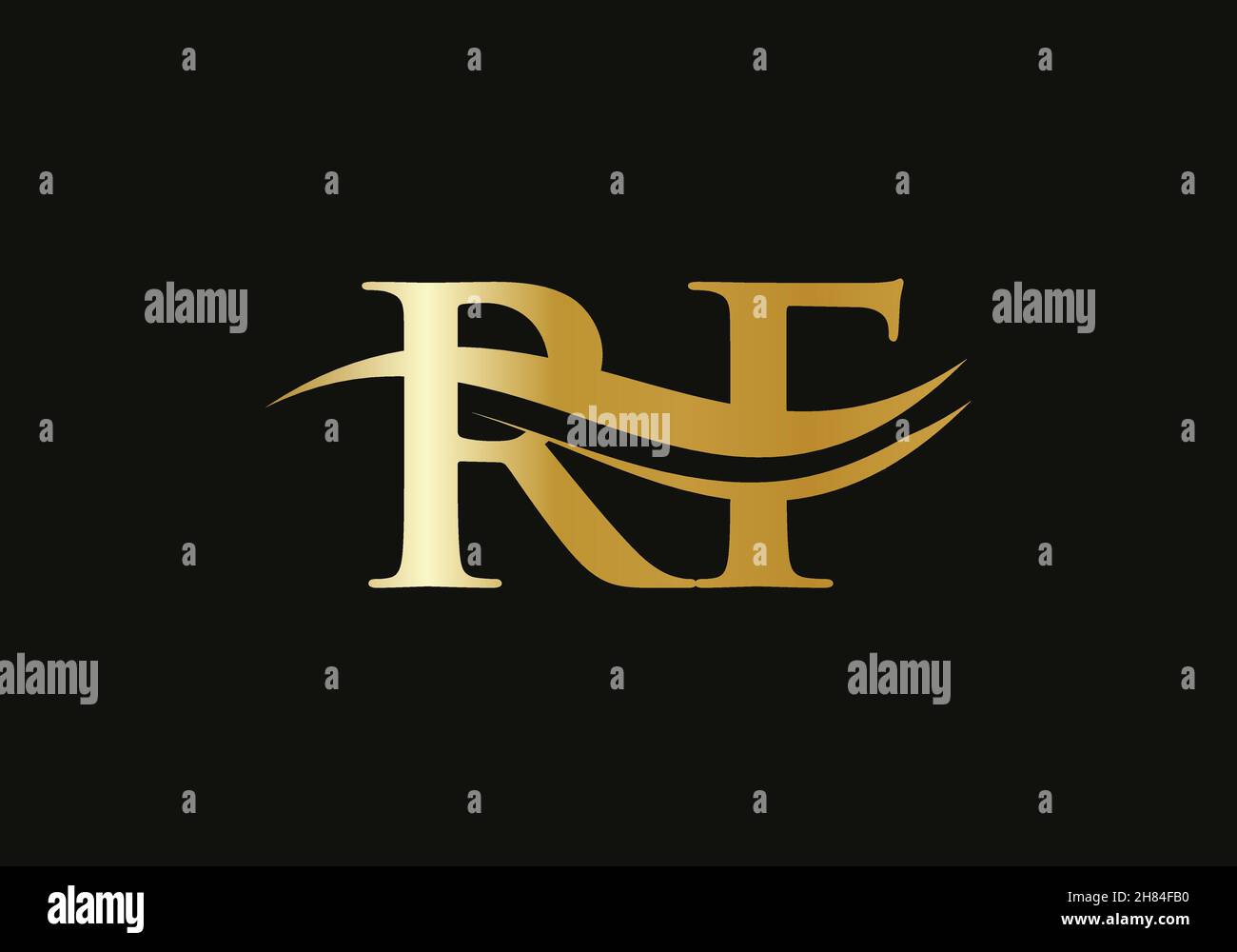 Vector con logo RF a lettere moderne. Design iniziale del logo RF con lettere collegate, alla moda creativa, minimale e moderna Illustrazione Vettoriale