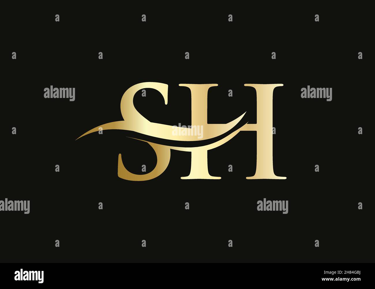 Lettera iniziale del monogramma SH logo design Vector. SH lettera logo design con moderno trendy Illustrazione Vettoriale