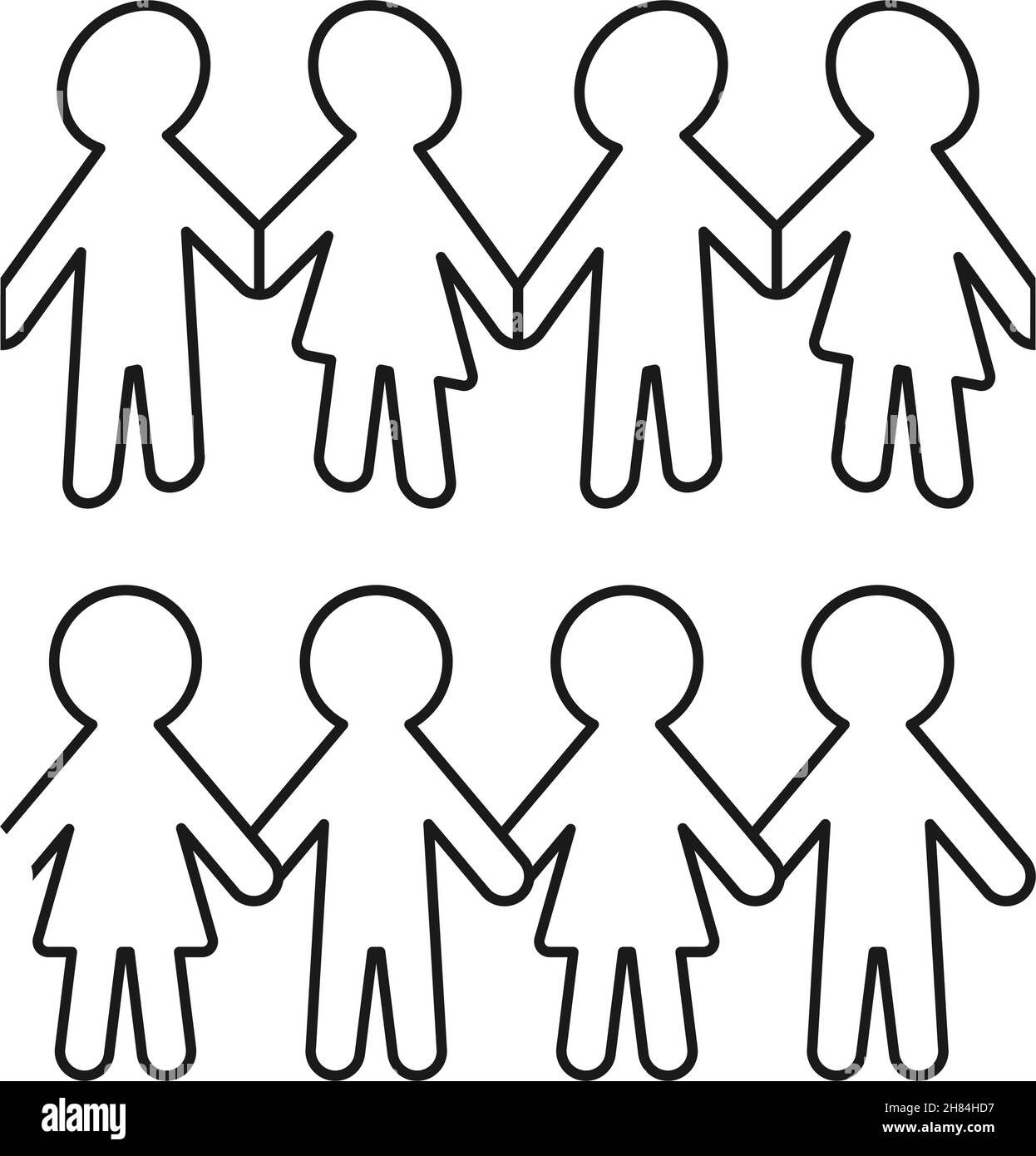 Catena di gente di carta o catena della bambola nel modello di ripetizione come insieme del vettore Illustrazione Vettoriale