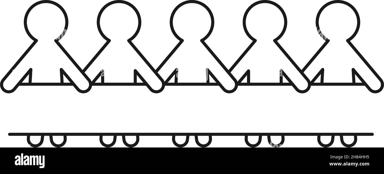 La catena della gente della carta con lo spazio di copia per concetto dell'asilo come icona vettoriale del contorno Illustrazione Vettoriale