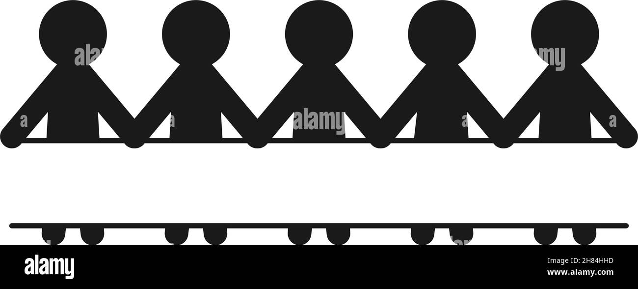 Carta persone catena con spazio copia per il concetto di kidergarten come icona vettoriale silhouette Illustrazione Vettoriale