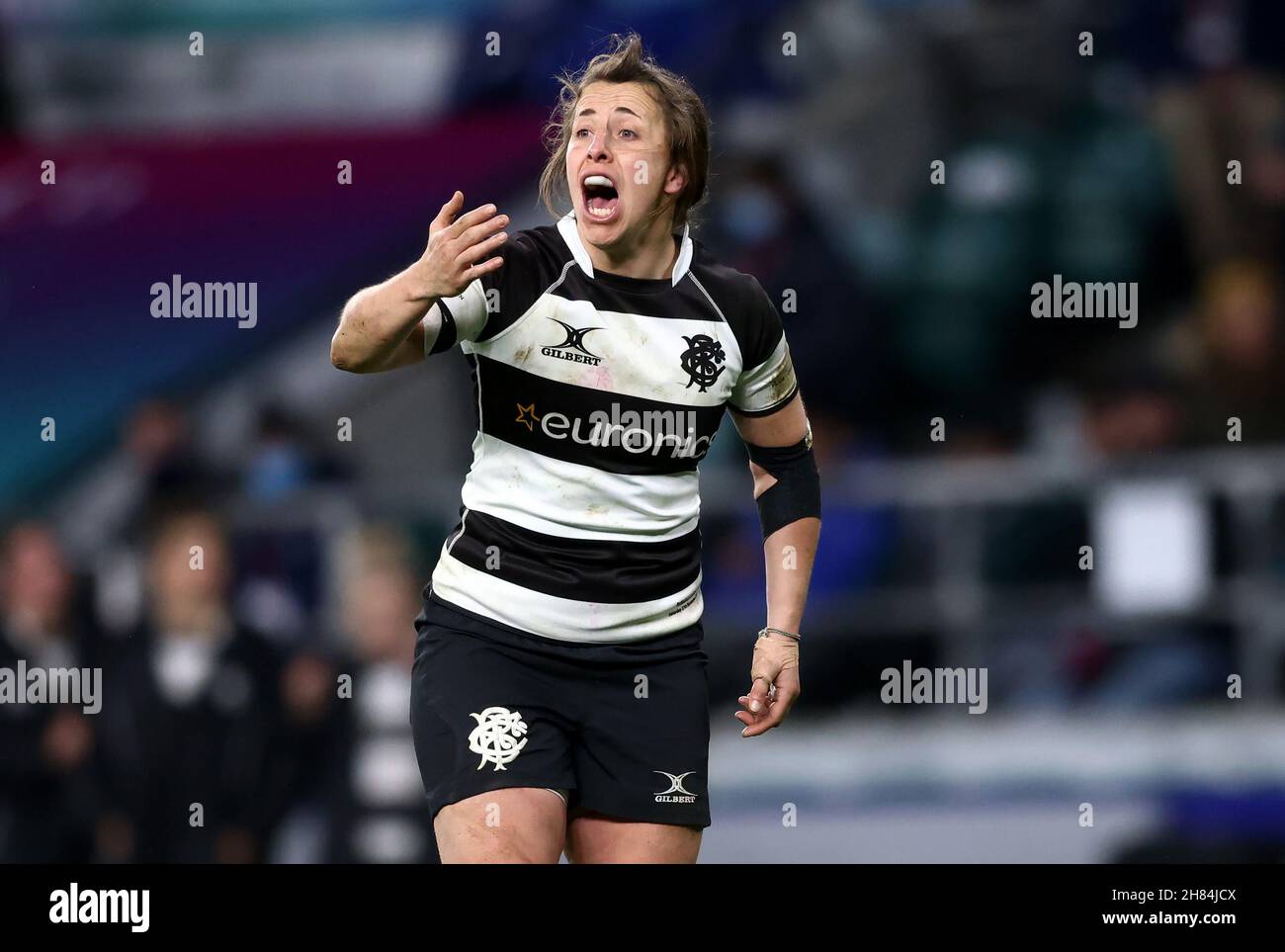 Londra, Inghilterra, 27 novembre 2021, Rugby Union, Killik Cup, Barbari Donne / Sud Africa Donne, Twickenham, 2021, 27/11/2021 Katy Daley-McLean delle barbari reagisce Credit:Paul Harding/Alamy Live News Foto Stock