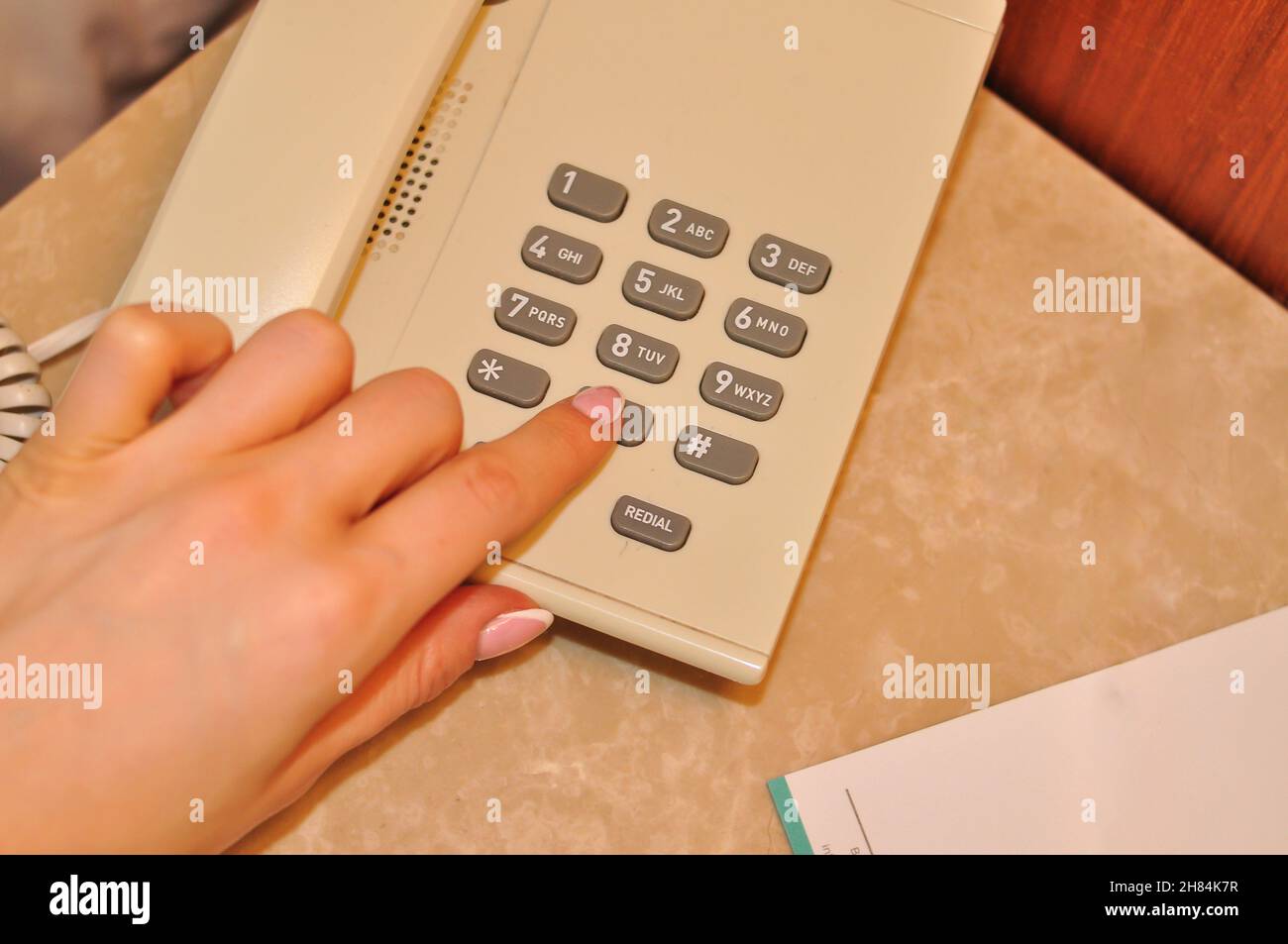 Ricevitore del telefono in hotel deluxe numero . Foto di alta qualità Foto Stock