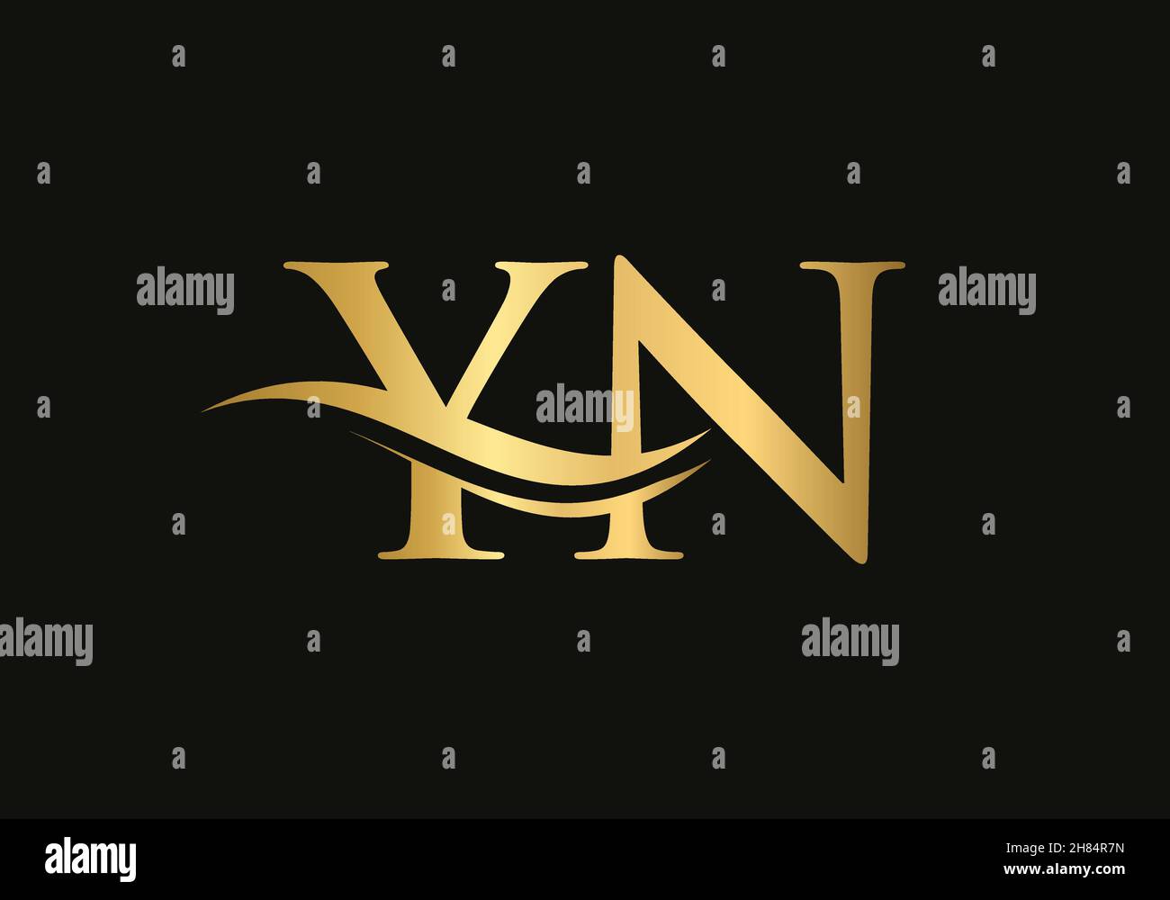 LOGO YN lettera. Logo Premium Letter YN con concetto di onda d'acqua Illustrazione Vettoriale