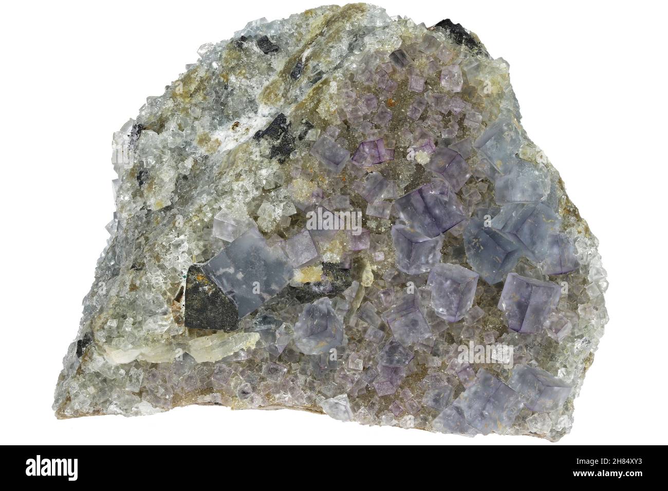 Fluorite isolati su sfondo bianco Foto Stock