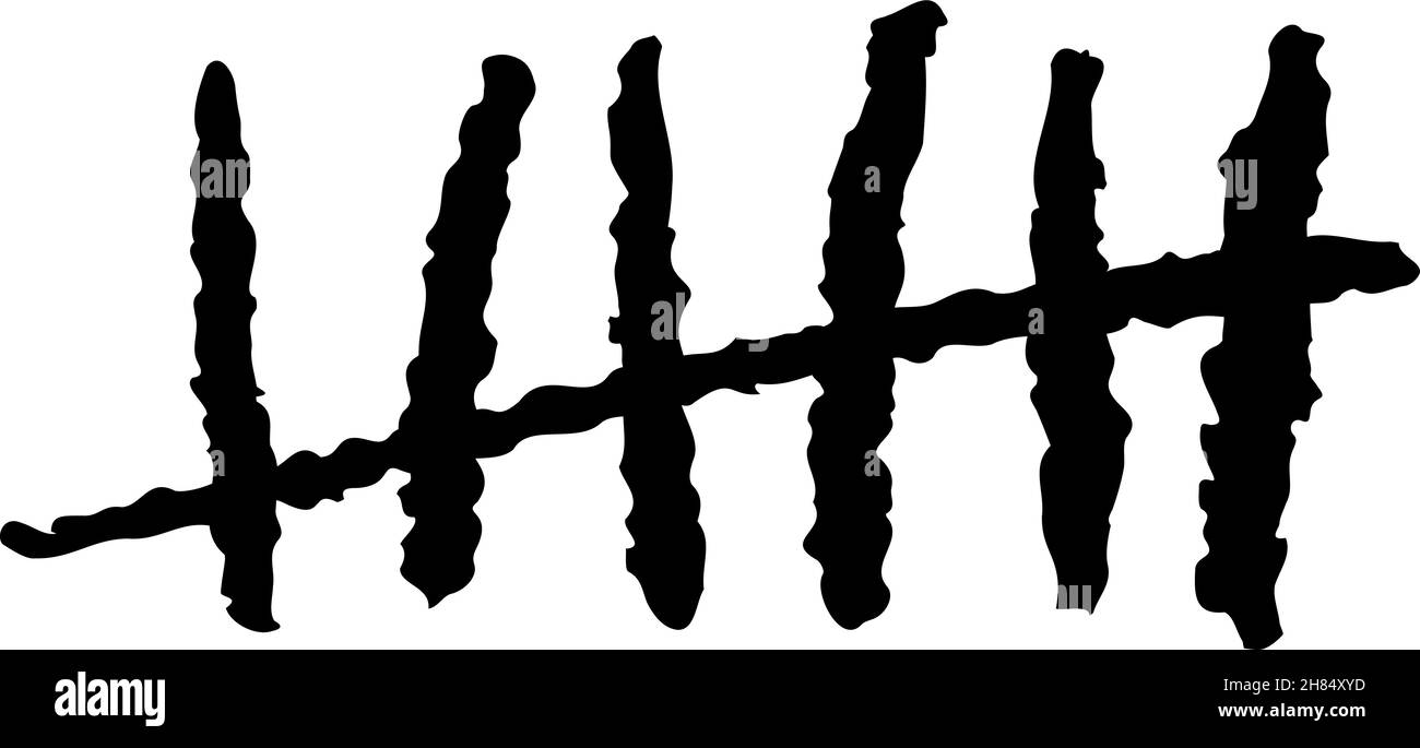 Contrassegno di conteggio su sfondo bianco o linea di hash sul muro della prigione Illustrazione Vettoriale