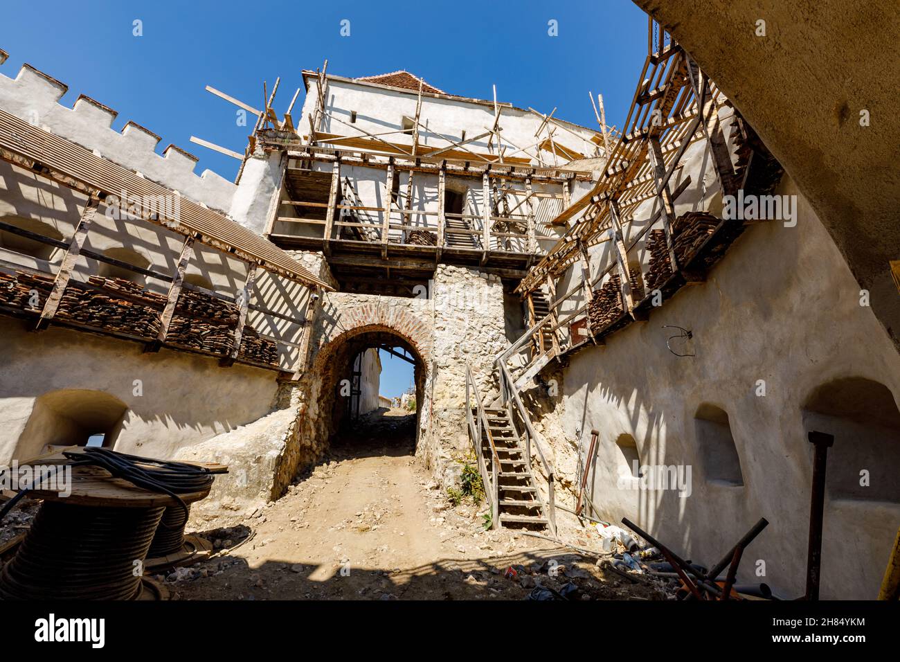 Il castello di Rasnov o Rosenau in Romania Foto Stock