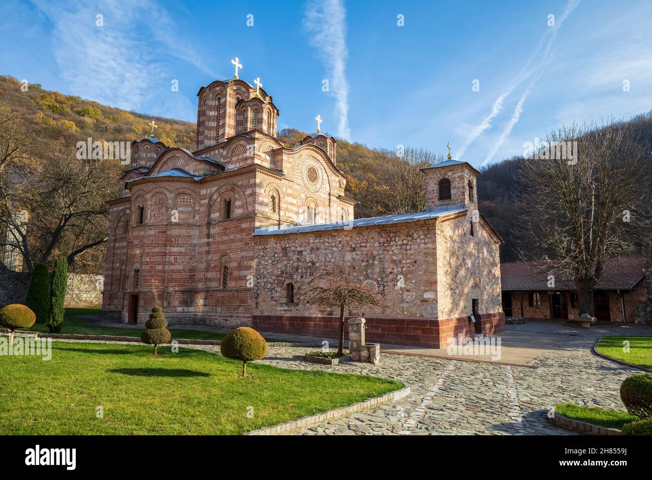 Monastero di Ravanica. Monastero medievale serbo-ortodosso della Chiesa, dotazione del principe Lazar di Serbia. Foto Stock