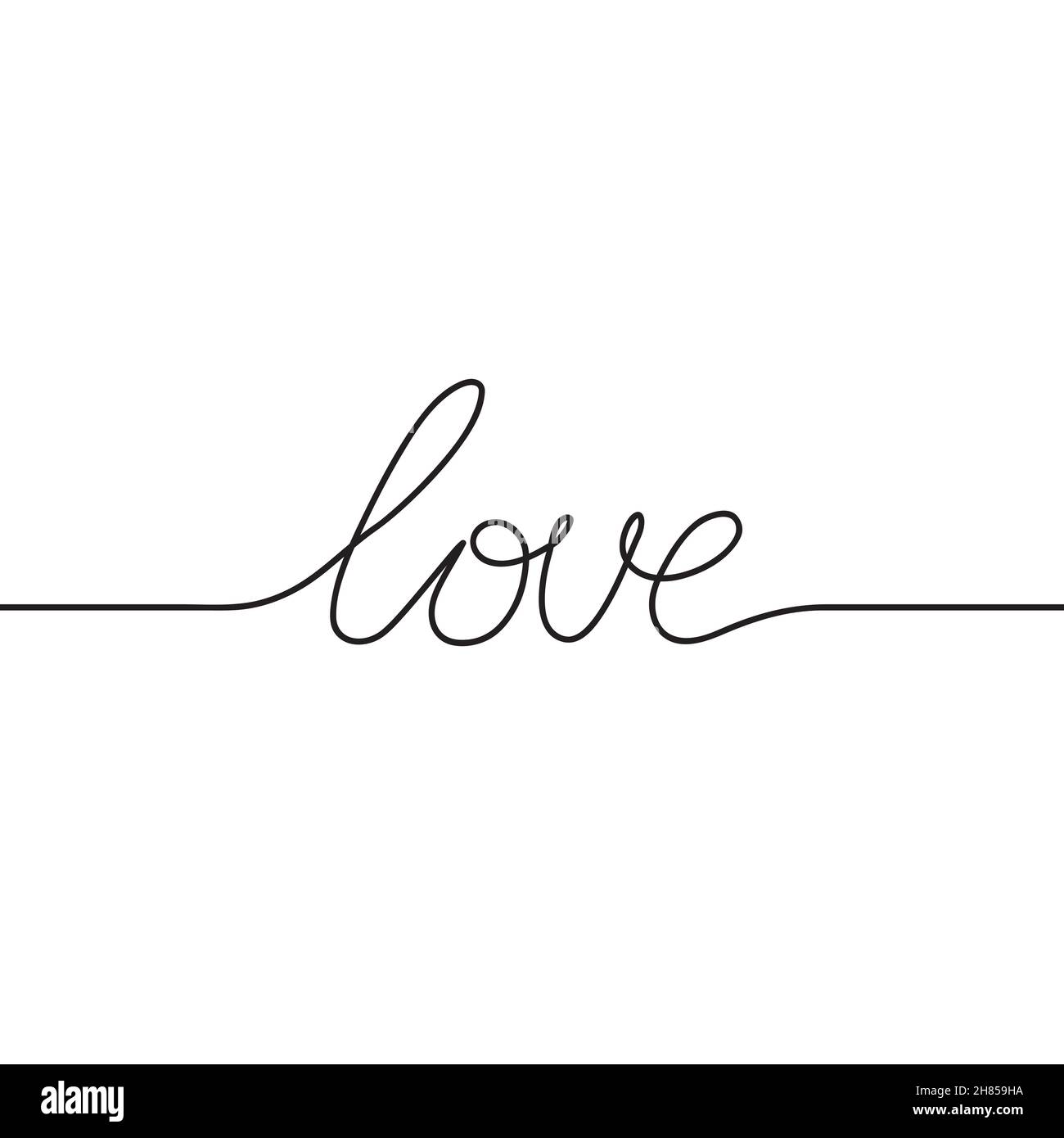 Scritta 'love' realizzata in nero su sfondo bianco. Iscrizione calligraphy  di disegno per le schede o il banner per il giorno di San Valentino.  Vector, Illustrat Immagine e Vettoriale - Alamy