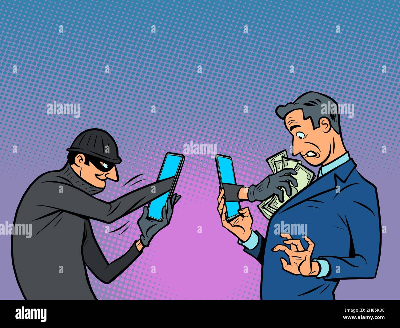 Furto online di denaro elettronico, hacking e crimine su Internet Illustrazione Vettoriale