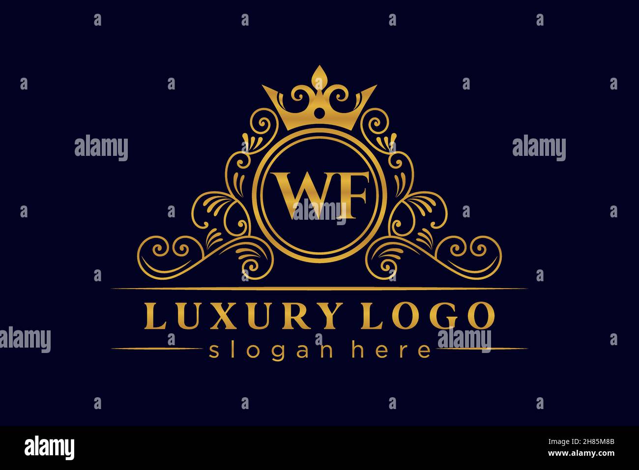 WF Initial Letter Oro calligrafico femminile floreale a mano disegnato araldico monogramma antico vintage stile lusso logo design Premium Illustrazione Vettoriale