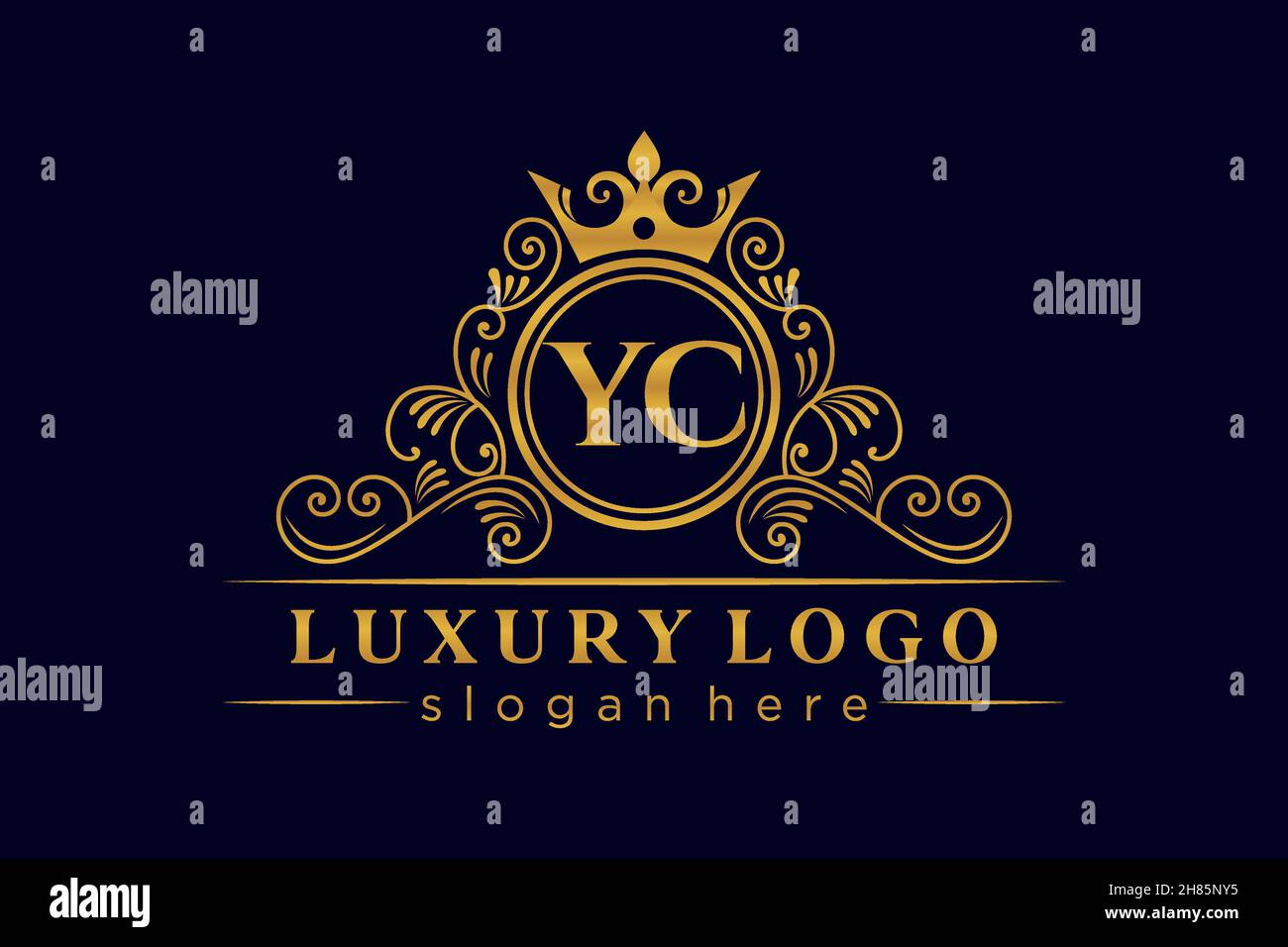 YC Initial Letter Oro calligrafico femminile floreale a mano disegnato araldico monogramma antico vintage stile lusso logo design Premium Illustrazione Vettoriale