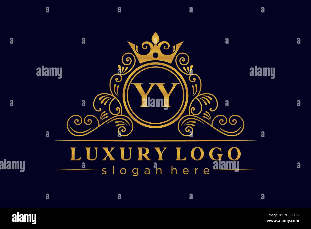 YY Initial Letter Oro calligrafica femminile floreale a mano disegnato araldico monogramma antico vintage stile lusso logo design Premium Illustrazione Vettoriale