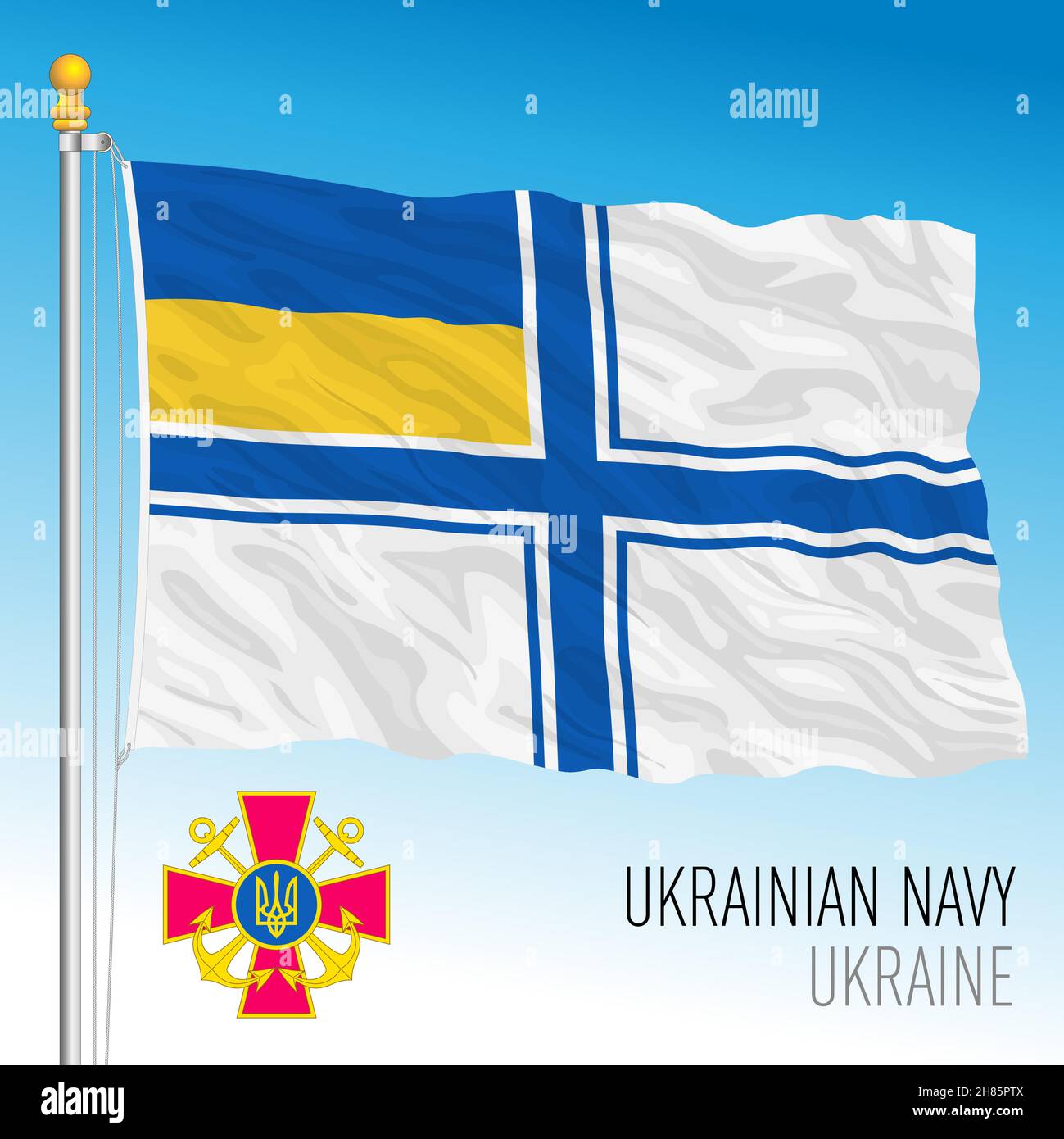 Bandiera della Marina Ucraina, Ucraina, paese europeo, illustrazione vettoriale Illustrazione Vettoriale