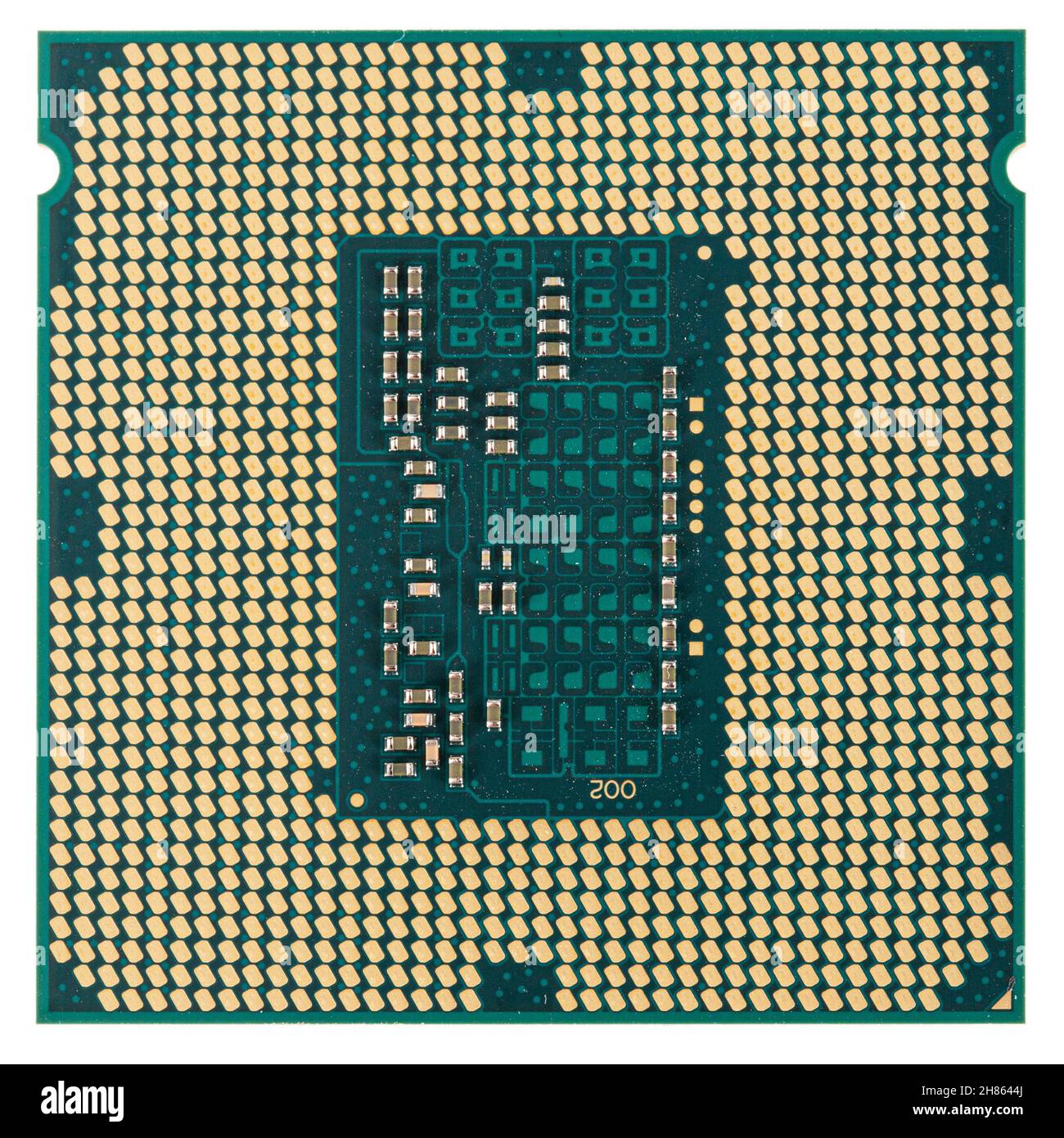 Processore per computer, CPU multicore, microchip dell'unità di elaborazione centrale, isolato su sfondo bianco Foto Stock