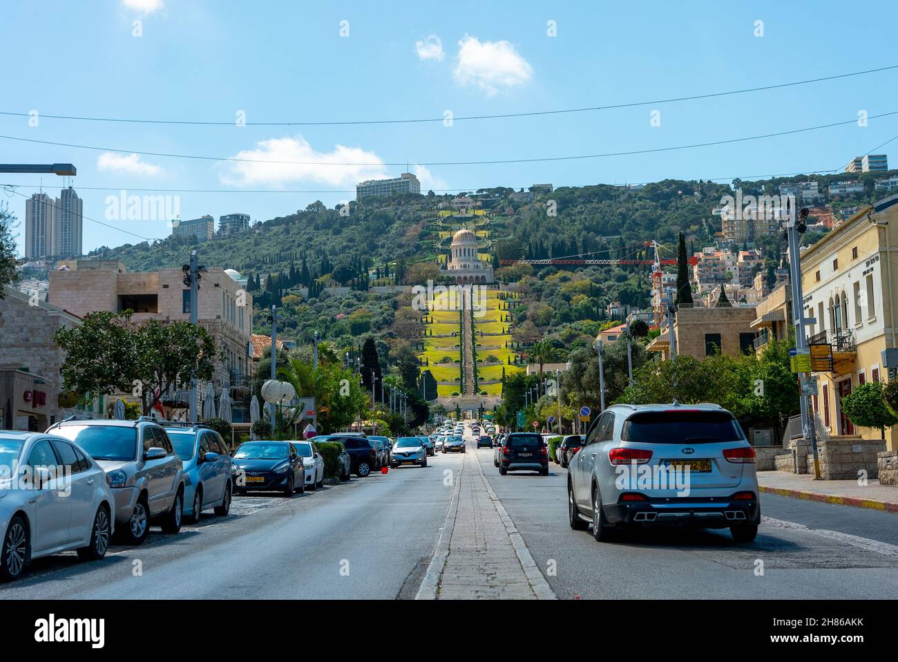 Israele, Haifa Bahai Giardini e tempio sul Monte Carmelo Foto Stock