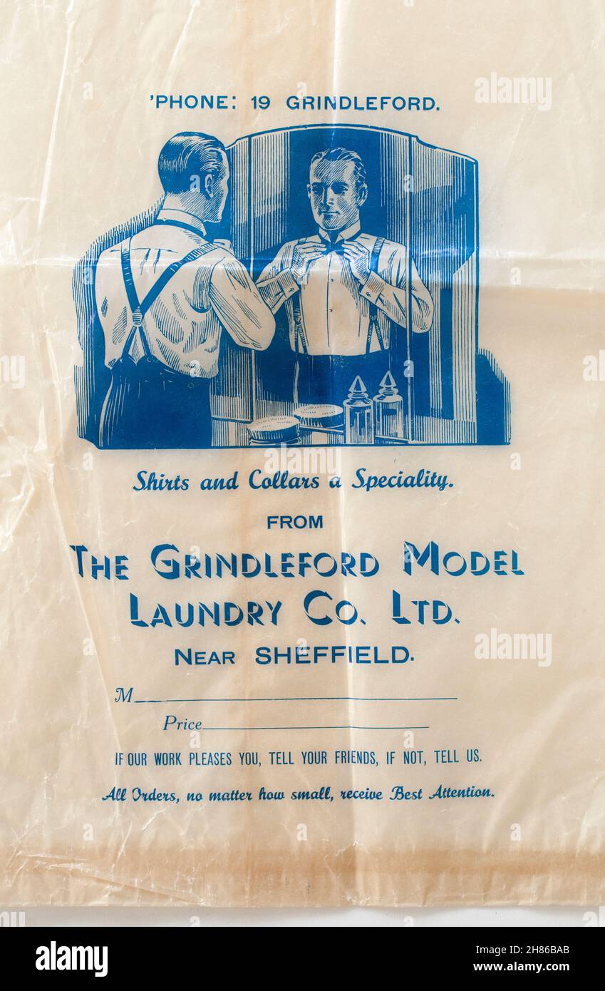 Borsa di consegna per lavanderia Vintage Shirt di Grindleford Model Company Sheffield Foto Stock