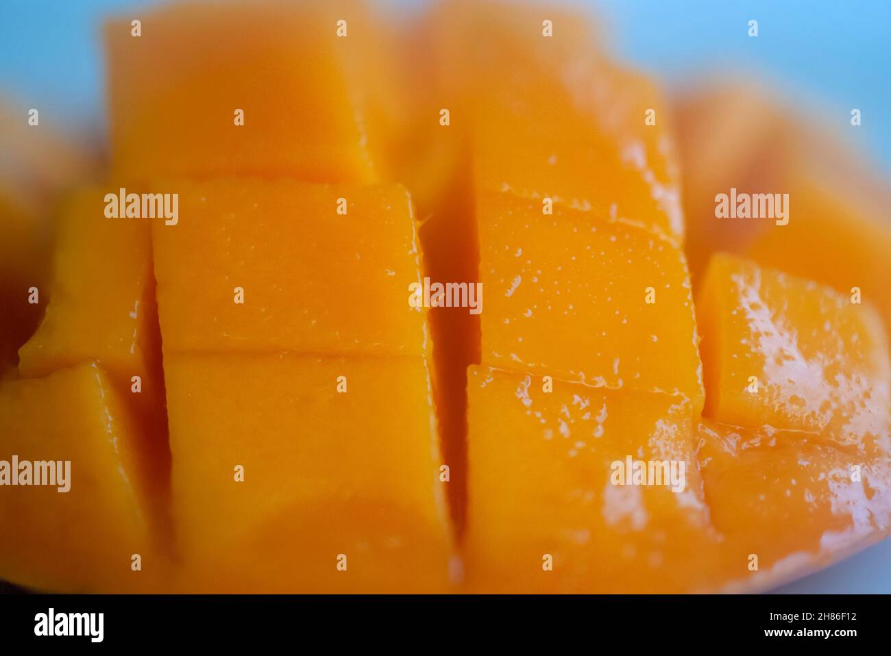 Pronto a mangiare, tagliare, piatto di mango laici frutta tropicali Foto Stock