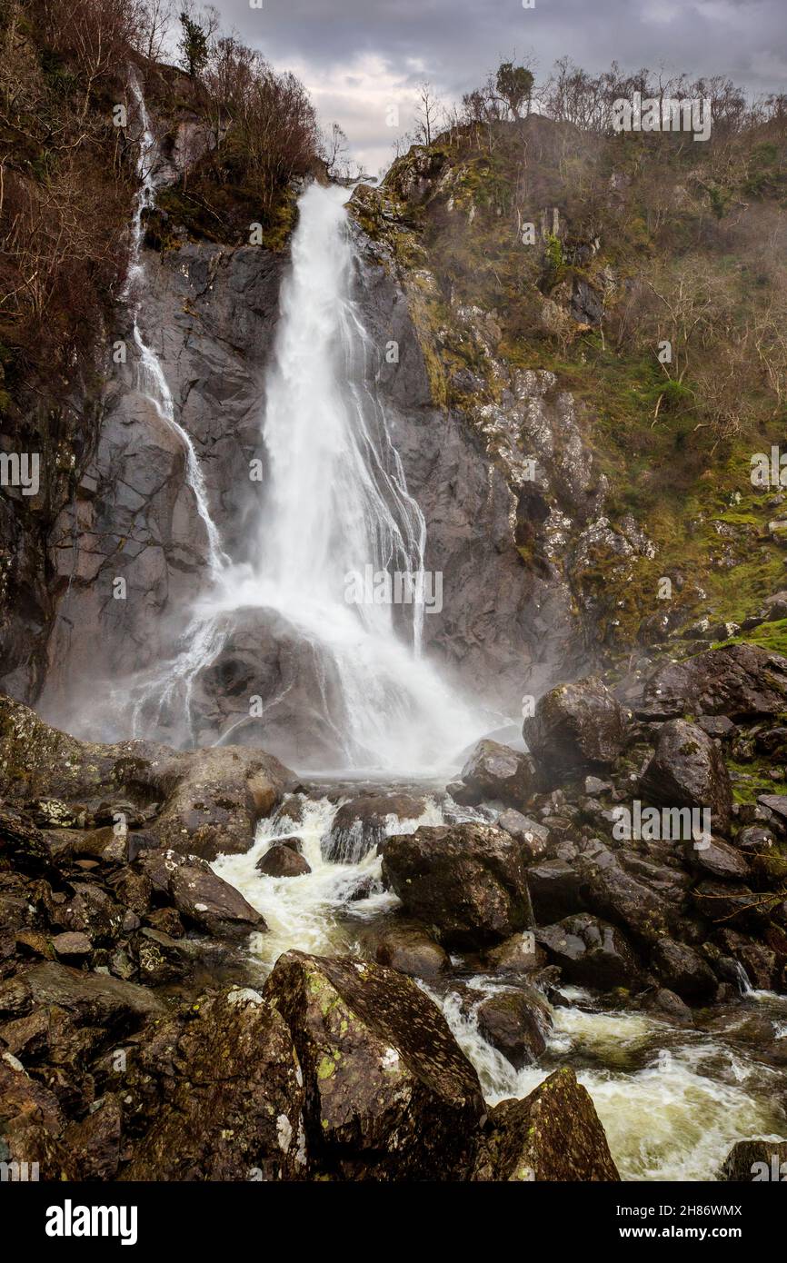 Aber Falls nel Parco Nazionale di Snowdonia, Galles del Nord Foto Stock