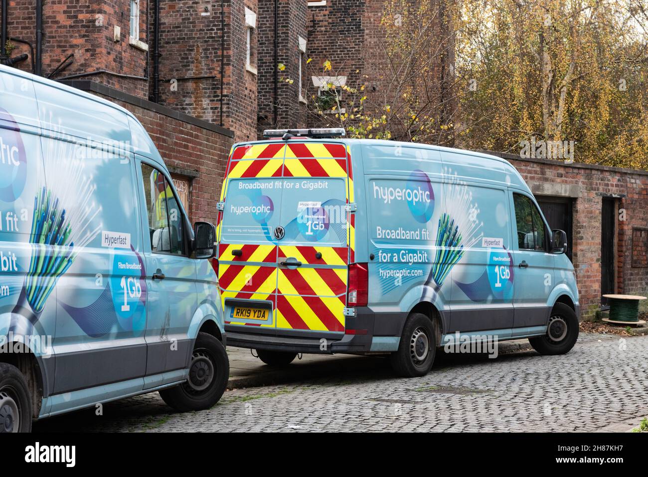 Furgone a banda larga a fibra piena Hyperoptic a Liverpool, Inghilterra, Regno Unito Foto Stock