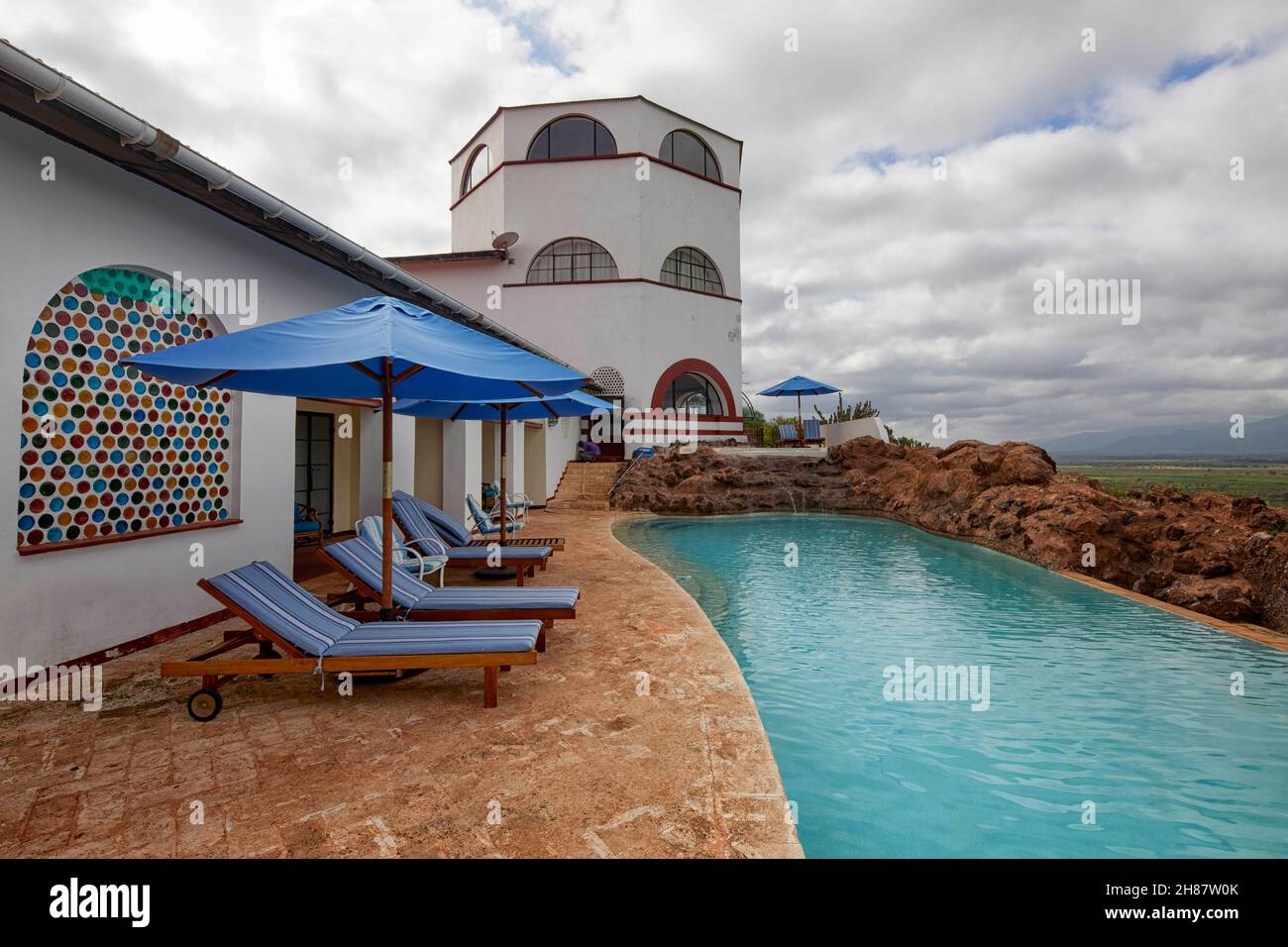 Grotan's Castle Hotel a Taveta, Kenya, Africa Foto Stock