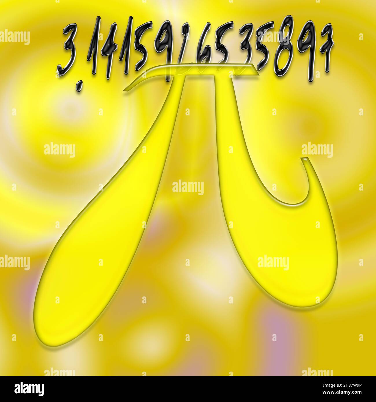 Migliorate digitalmente immagine della lettera greca Pi segno matematico con le prime cifre del numero in background Foto Stock