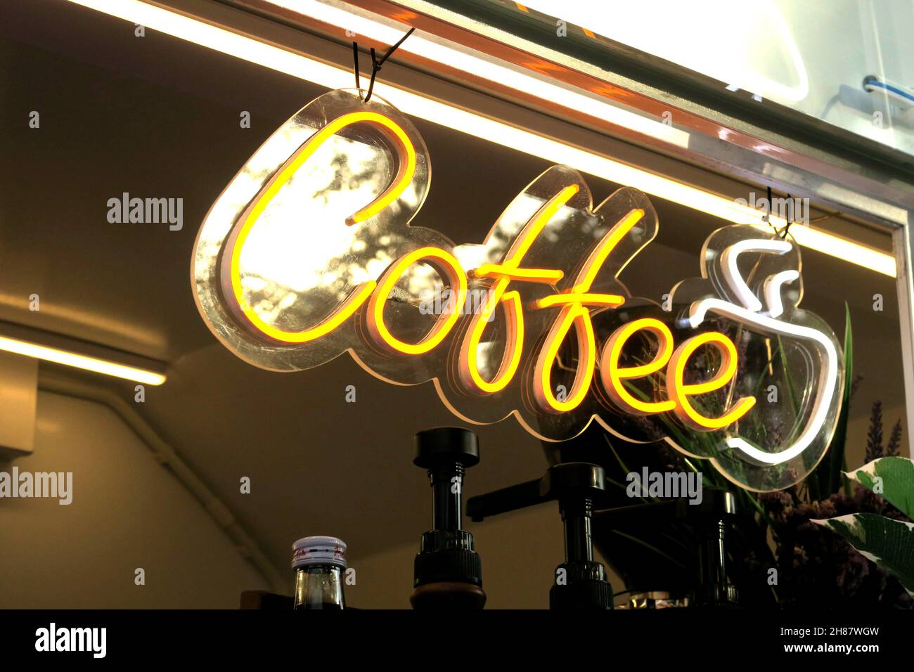 Coffee Sign on a pop-up, Bangkok, Thailandia. Foto Stock