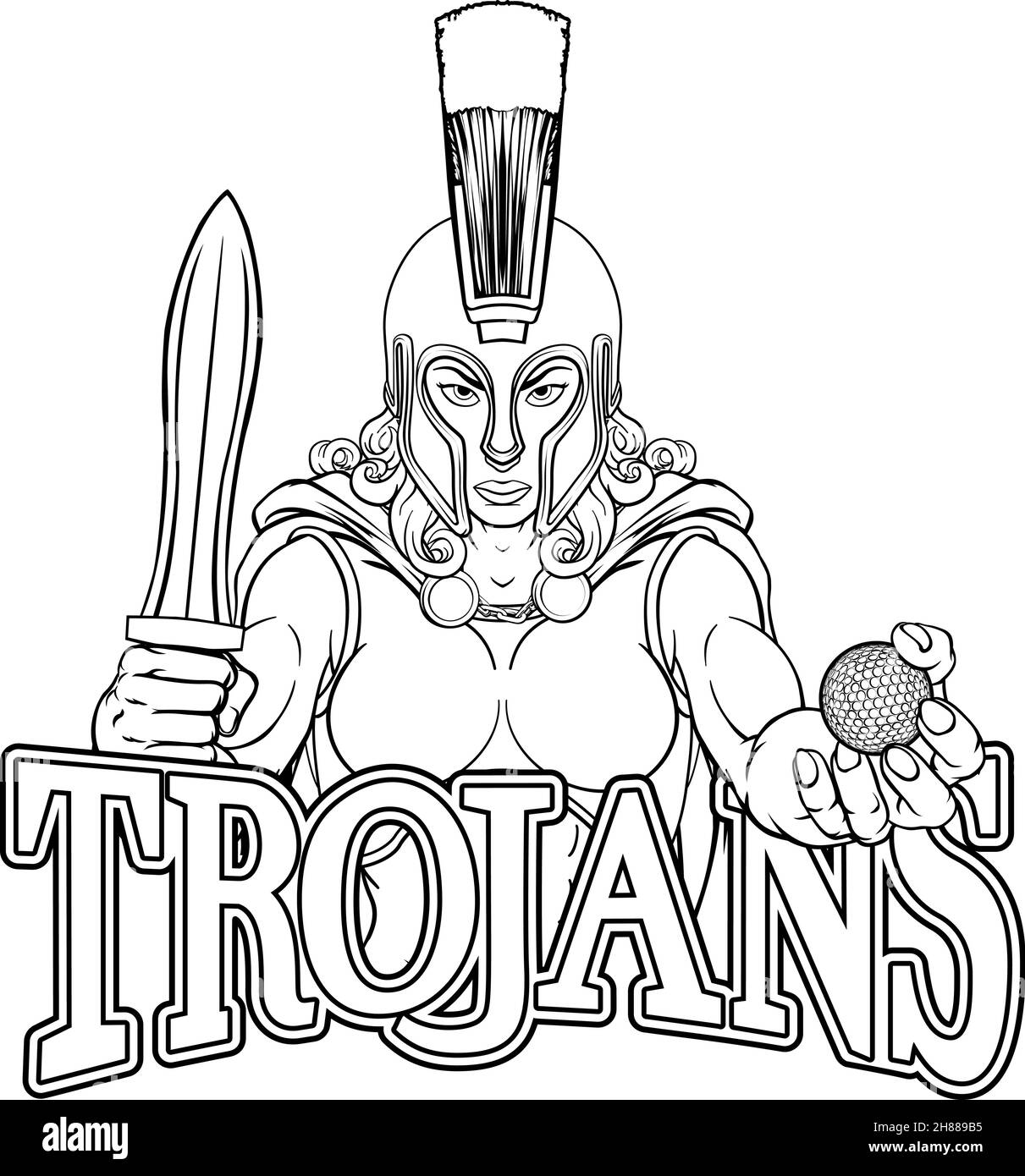 Spartan Trojan Gladiator Golf donna guerriero Illustrazione Vettoriale