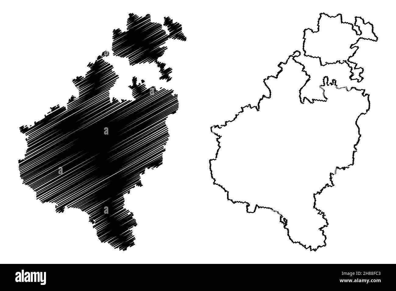 Distretto di Tumakuru (Stato di Karnataka, Repubblica dell'India, divisione di Bangalore) illustrazione vettoriale della mappa, schizzo della mappa di Tumkur Illustrazione Vettoriale