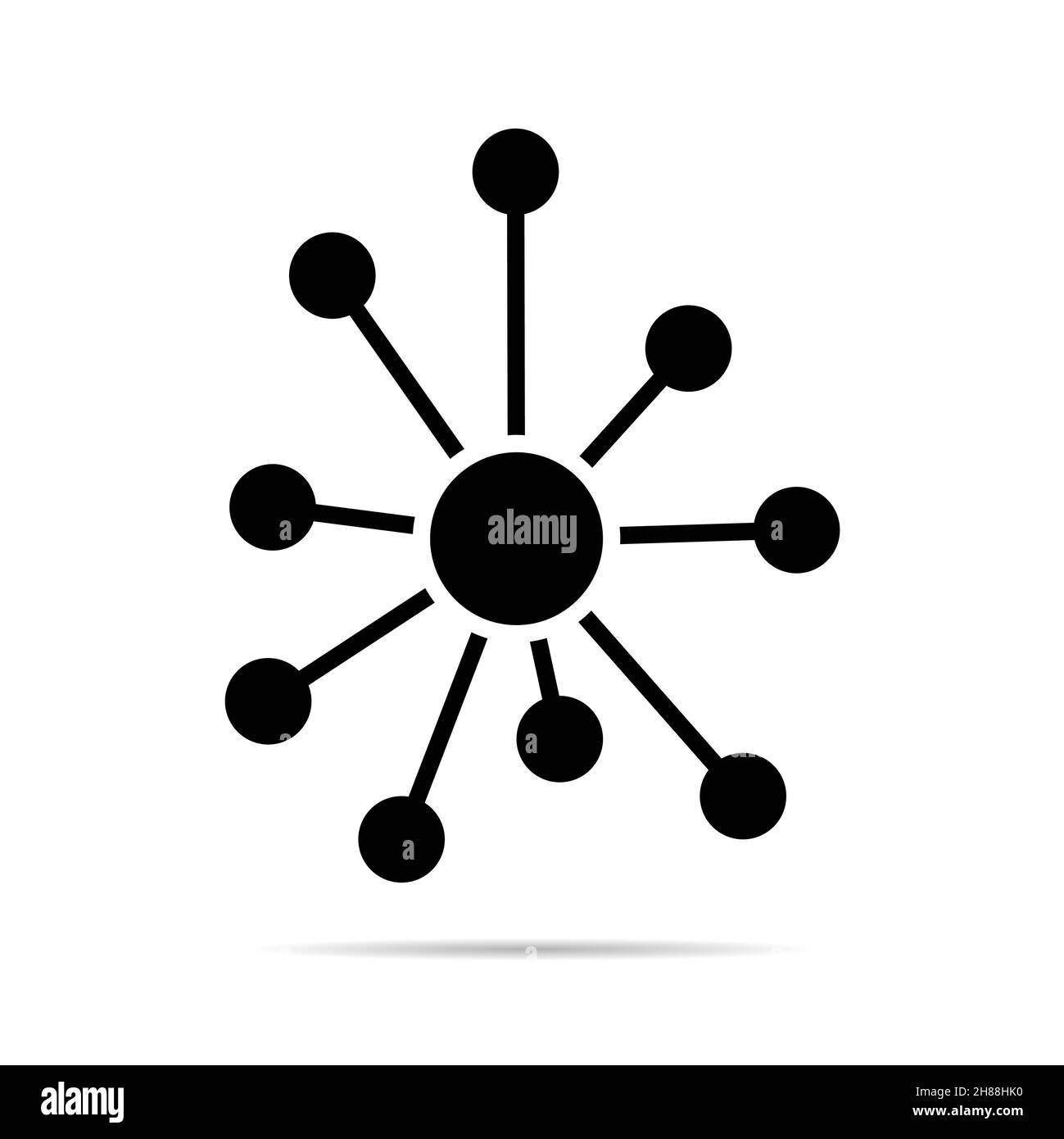 Icona della rete piatta hub, simbolo del vettore della struttura di connessione isolato su sfondo bianco, sistema tecnologico . Illustrazione Vettoriale
