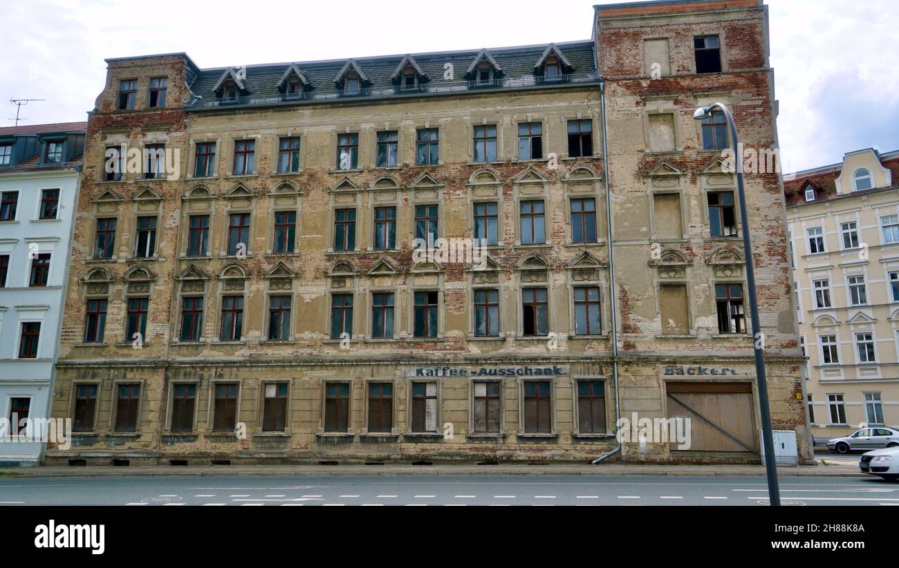 Edificio abbandonato a Görlitz, Germania orientale Foto Stock