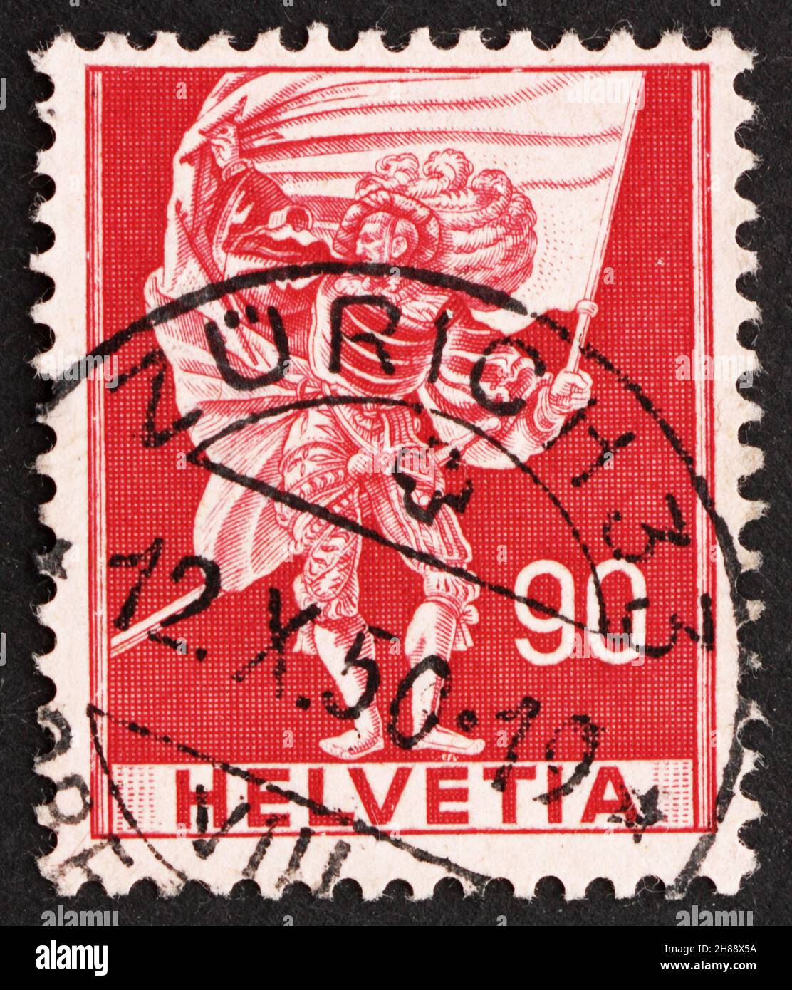 SVIZZERA - CIRCA 1959: Un francobollo stampato in Svizzera mostra portatore standard, circa 1959 Foto Stock