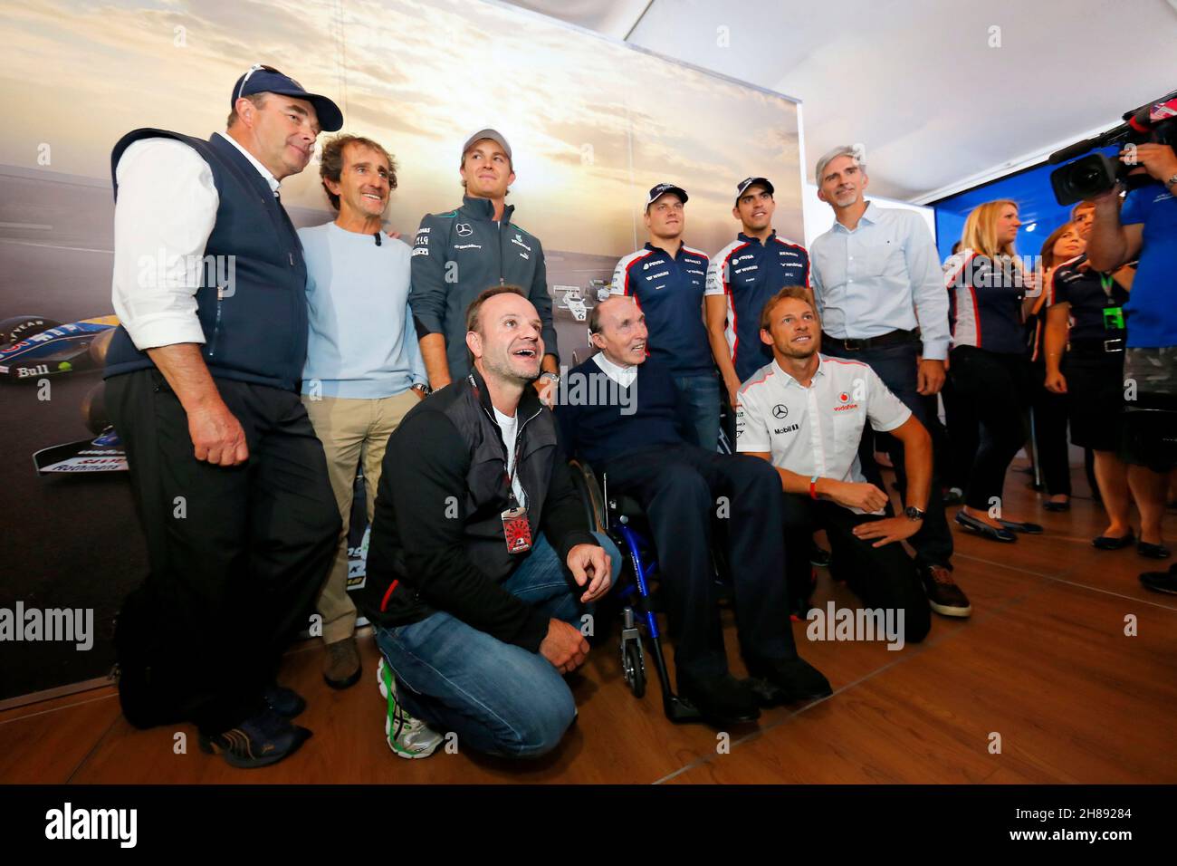 MOTORSPORT - F1 2013 - GRAN PREMIO DI GRAN BRETAGNA - GRAN PREMIO D'ANGLETERRE - SILVERSTONE (GBR) - DAL 28 AL 30/06/2013 - FOTO : ALEXANDRE GUILLAUMOT / DPPI - NIGEL MANSELLAIN PROST RUBENS BARRICHELLO WILLIAMS FRANK (GBR) - WILLIAMS F1 PRESIDENTE DEL TEAM - WILLIAMS F1 PRESIDENTE DEL TEAM - AMBIANCE RITRATTO ROSBERG NICO (GER) - MERCEDES GP MGP W04 - AMBIANCE RITRATTO BUTTON JENSON (GBR) - MCLAREN MERCEDES MP4-28 - AMBIANCE RITRATTO BOTTAS VALTTERI (FIN) - WILLIAMS F1 RENAULT FW35 - AMBIANCE RITRATTO MALDONADO PASTOR (VEN) - WILLIAMS F1 RENAULT FW35 - AMBIANCE RITRATTO DAMON HILL Foto Stock