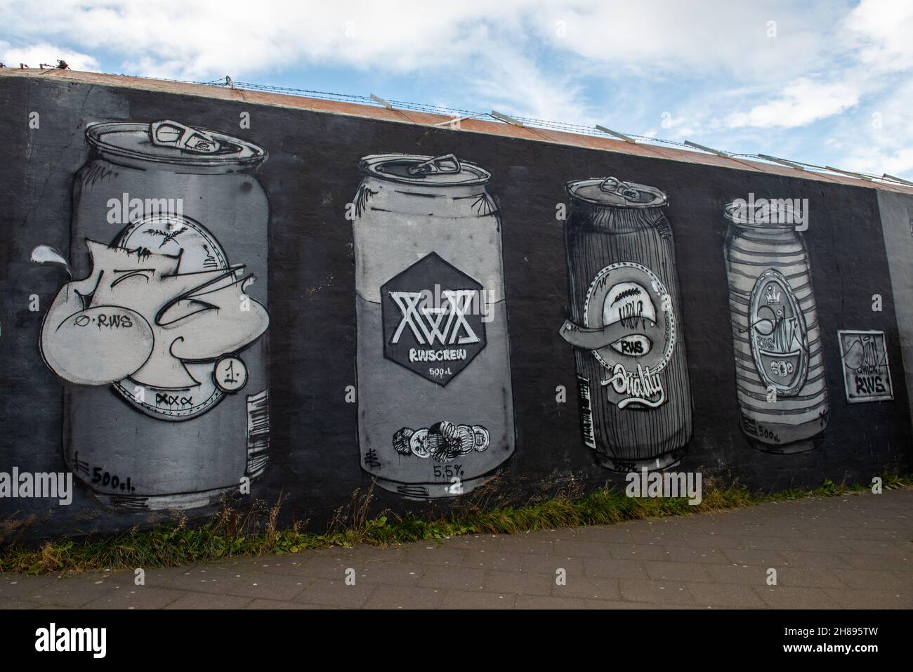 Muro con graffiti, centro di Reykjavik Foto Stock