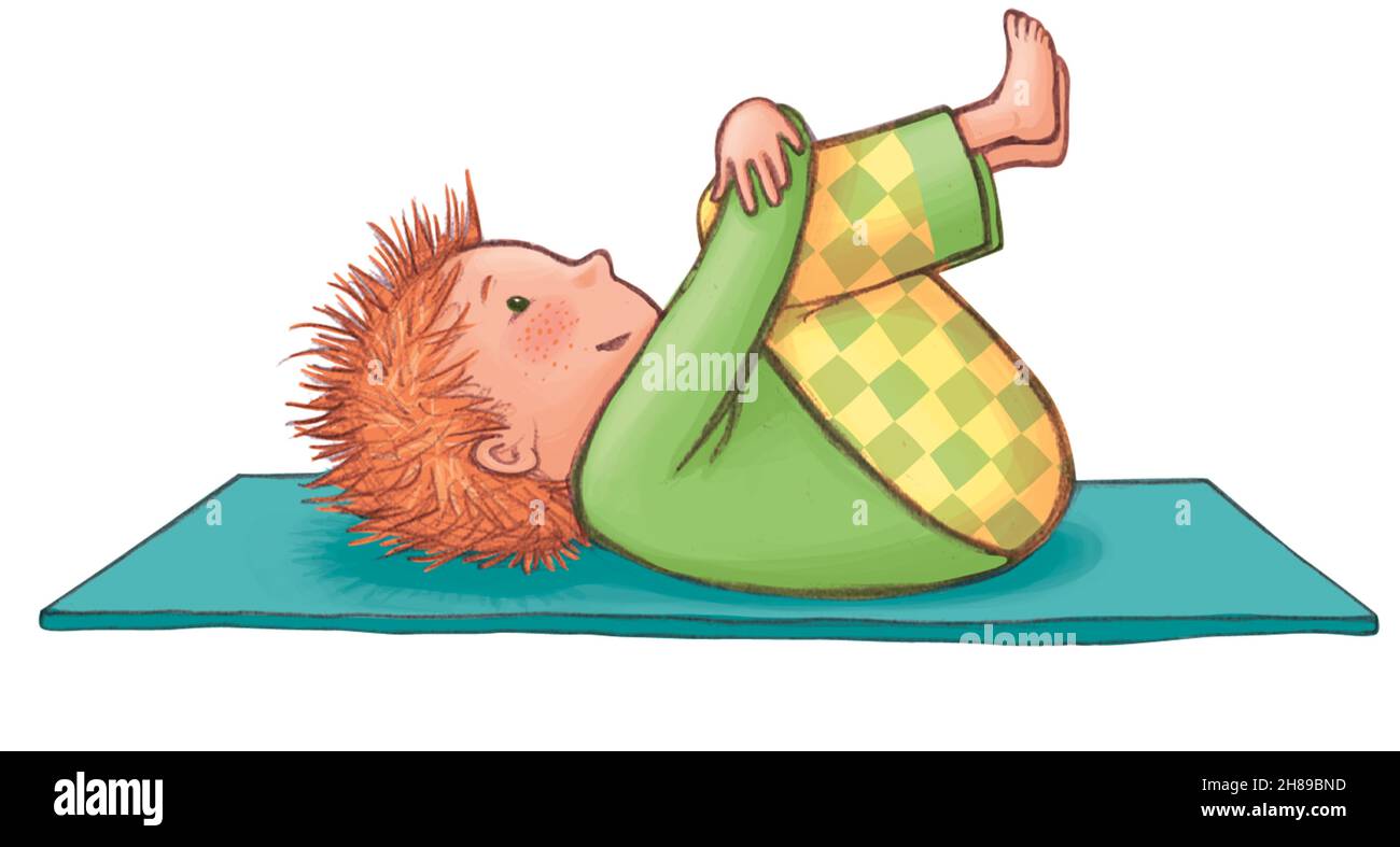 Hedgehog bambino yoga Foto Stock