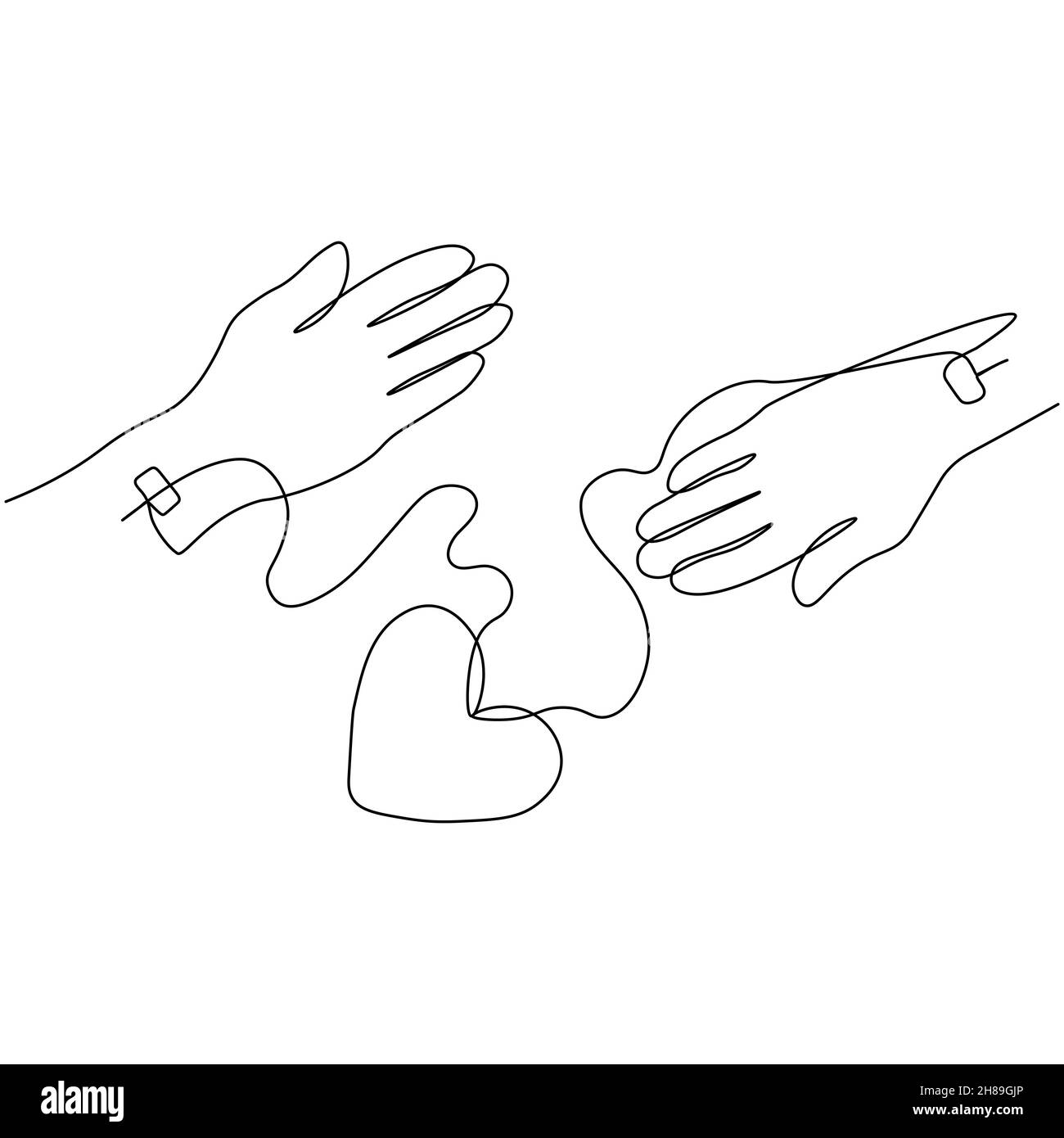 Giorno del donatore. Prelievo di sangue. Linea continua. Illustrazione vettoriale disegnata con un'unica linea. Illustrazione Vettoriale