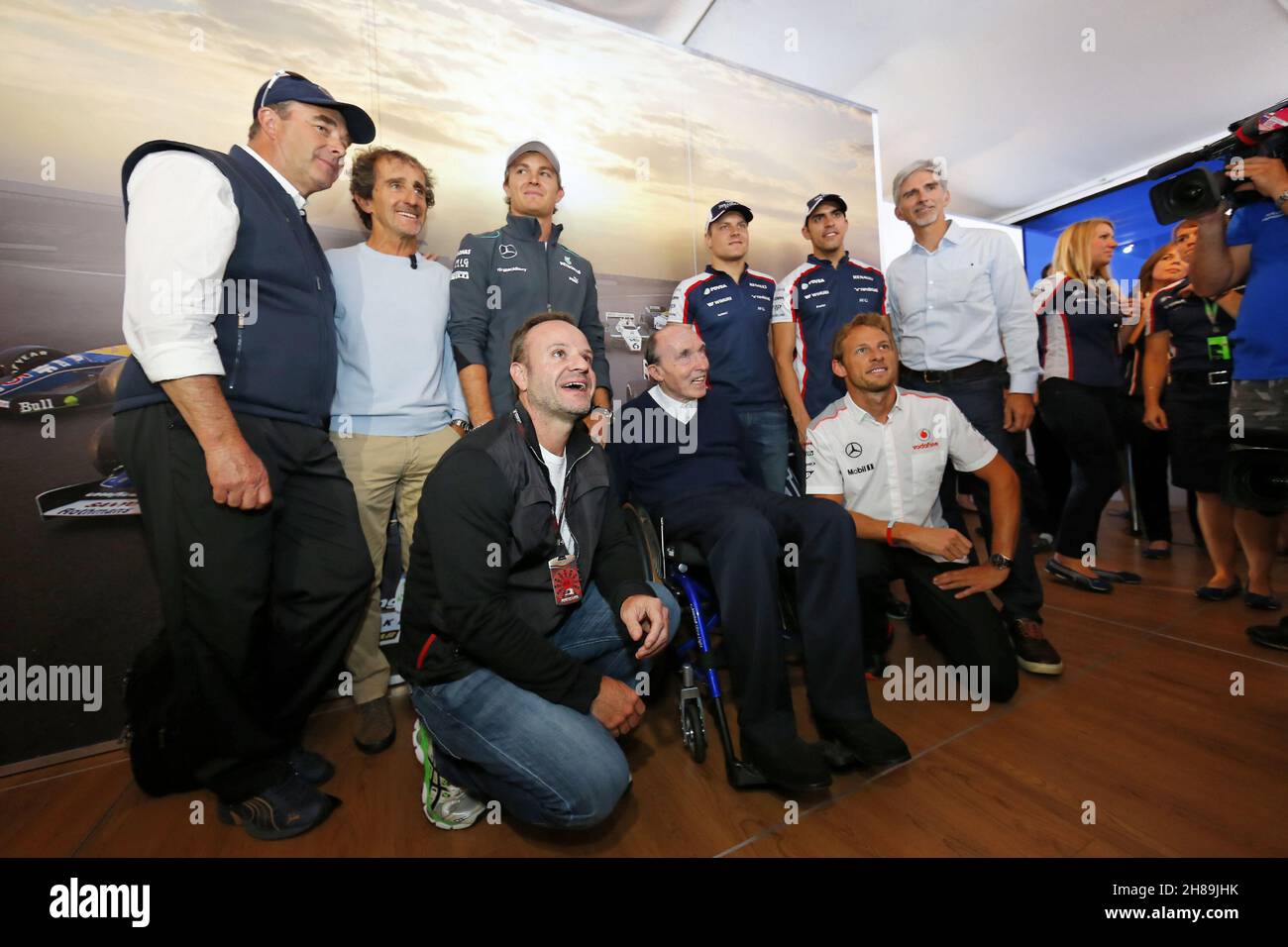 MOTORSPORT - F1 2013 - GRAN PREMIO DI GRAN BRETAGNA - GRAN PREMIO D'ANGLETERRE - SILVERSTONE (GBR) - DAL 28 AL 30/06/2013 - FOTO : ALEXANDRE GUILLAUMOT / DPPI - NIGEL MANSELLAIN PROST RUBENS BARRICHELLO WILLIAMS FRANK (GBR) - WILLIAMS F1 PRESIDENTE DEL TEAM - WILLIAMS F1 PRESIDENTE DEL TEAM - AMBIANCE RITRATTO ROSBERG NICO (GER) - MERCEDES GP MGP W04 - AMBIANCE RITRATTO BUTTON JENSON (GBR) - MCLAREN MERCEDES MP4-28 - AMBIANCE RITRATTO BOTTAS VALTTERI (FIN) - WILLIAMS F1 RENAULT FW35 - AMBIANCE RITRATTO MALDONADO PASTOR (VEN) - WILLIAMS F1 RENAULT FW35 - AMBIANCE RITRATTO DAMON HILL - FOTO: ALEXANDRE GUILLAUMOT/DPP Foto Stock