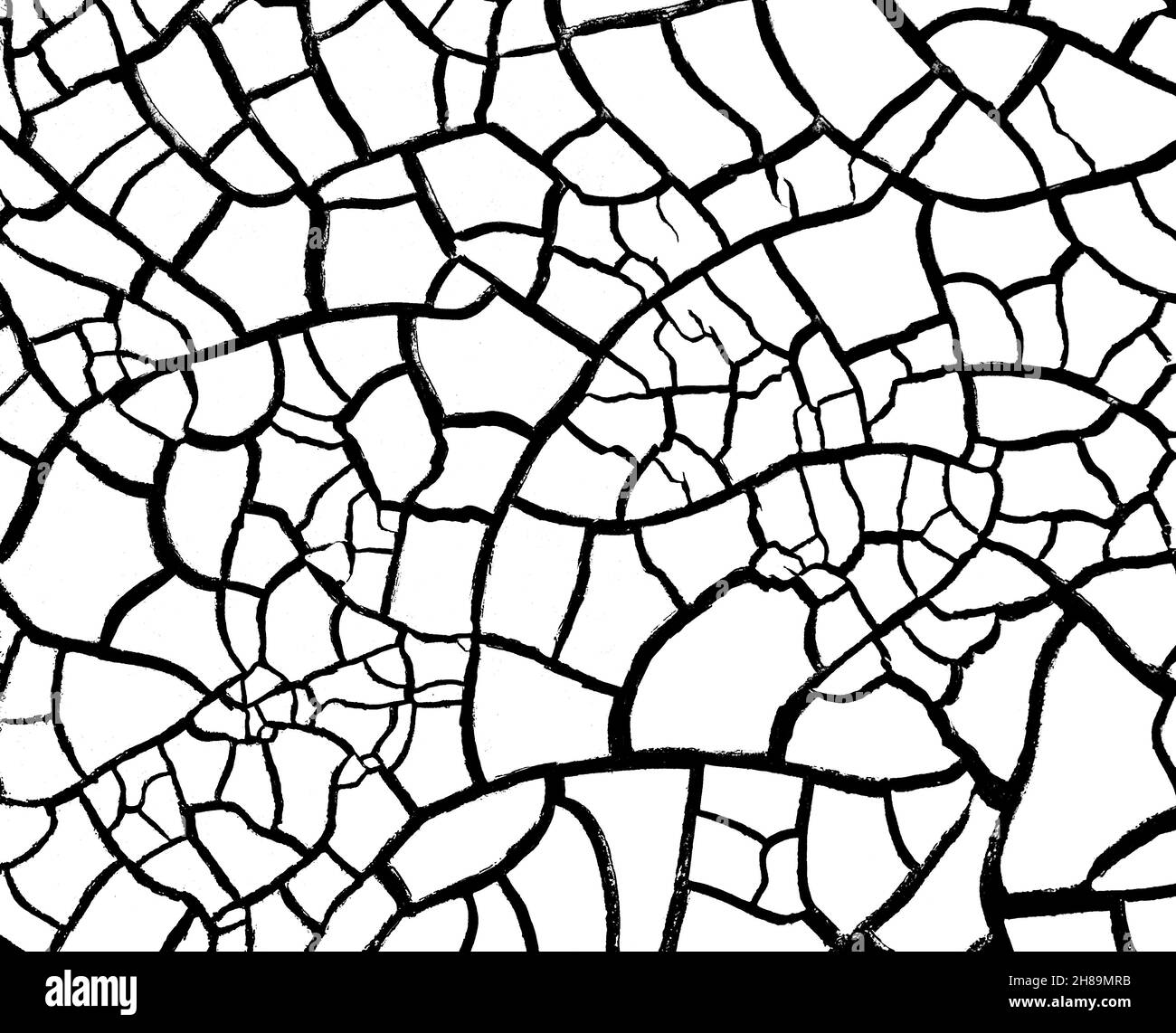 Superficie di letto di lago essiccato con crepe nel fango. Sovrapposizione in bianco e nero con texture naturale Foto Stock
