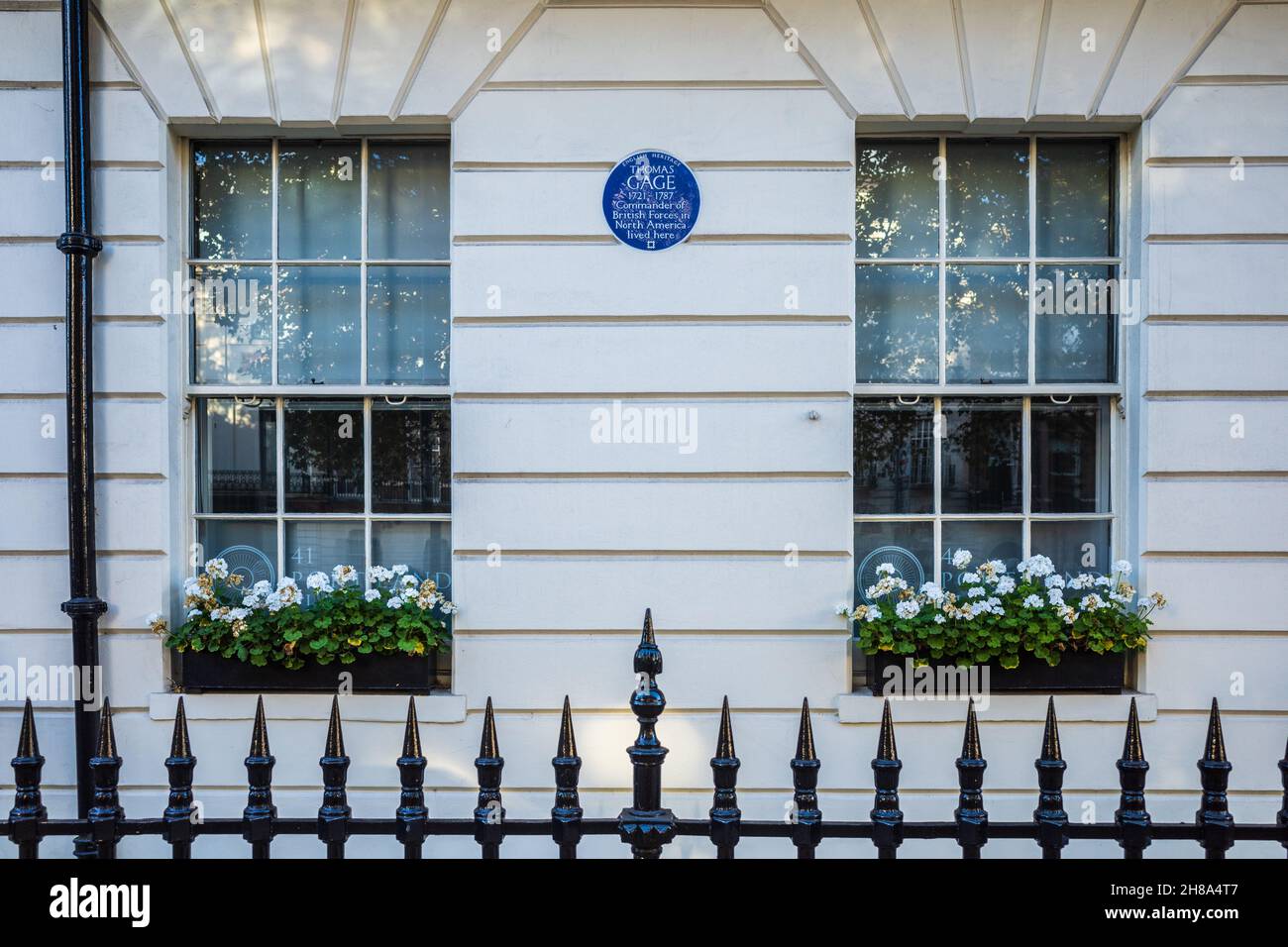 Thomas Gage Blue Plaque al 41 Portland Place, Marylebone, Londra, THOMAS GAGE 1721-1787 Comandante delle forze britanniche in Nord America visse qui. Foto Stock