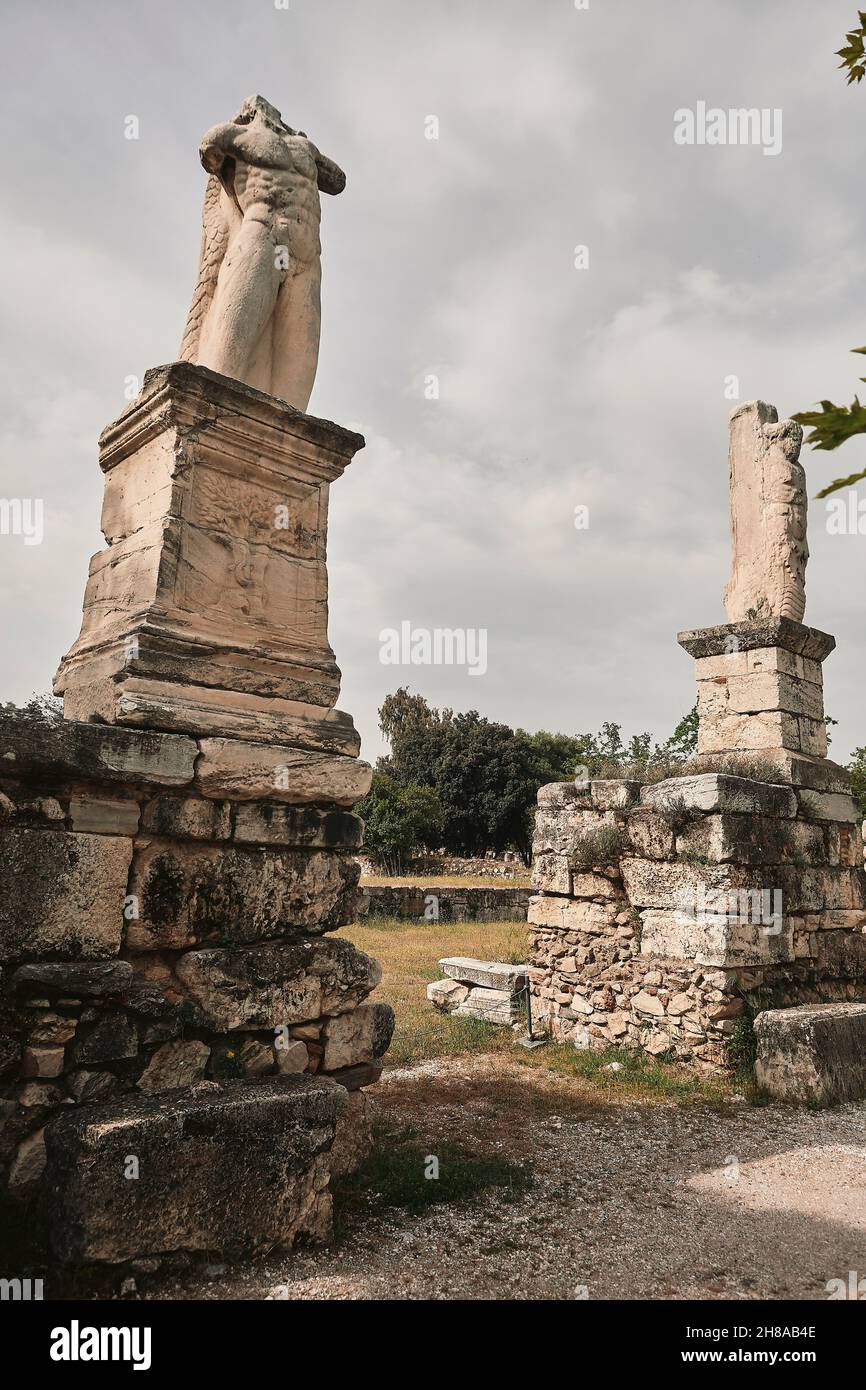 Antica Agora di Atene, statua Foto Stock