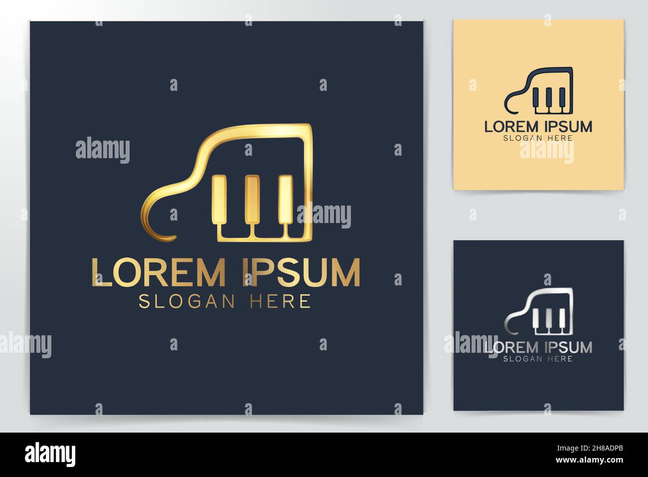 Pianoforte, strumento musicale Logo Design Illustrazione Vettoriale