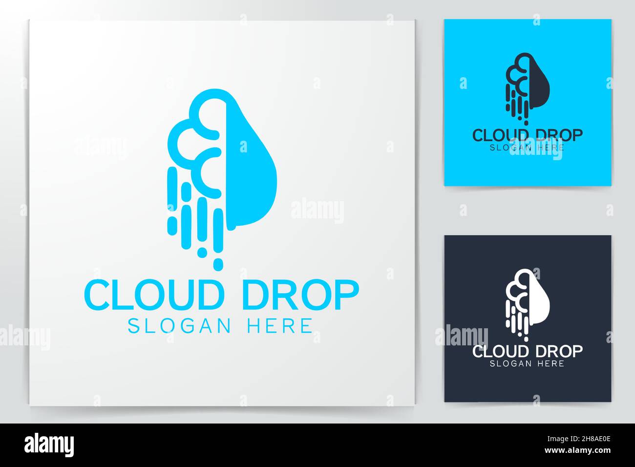 Cloud, acqua goccia disegni logo ispirazione isolata su sfondo bianco Illustrazione Vettoriale