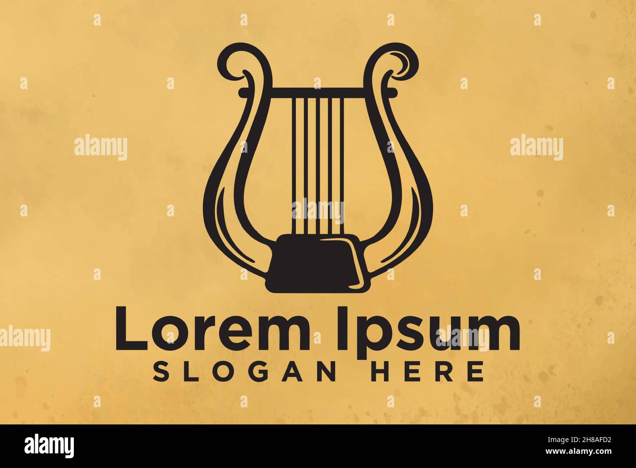 Arpa, musicale logo design, illustrazione vettoriale Illustrazione Vettoriale