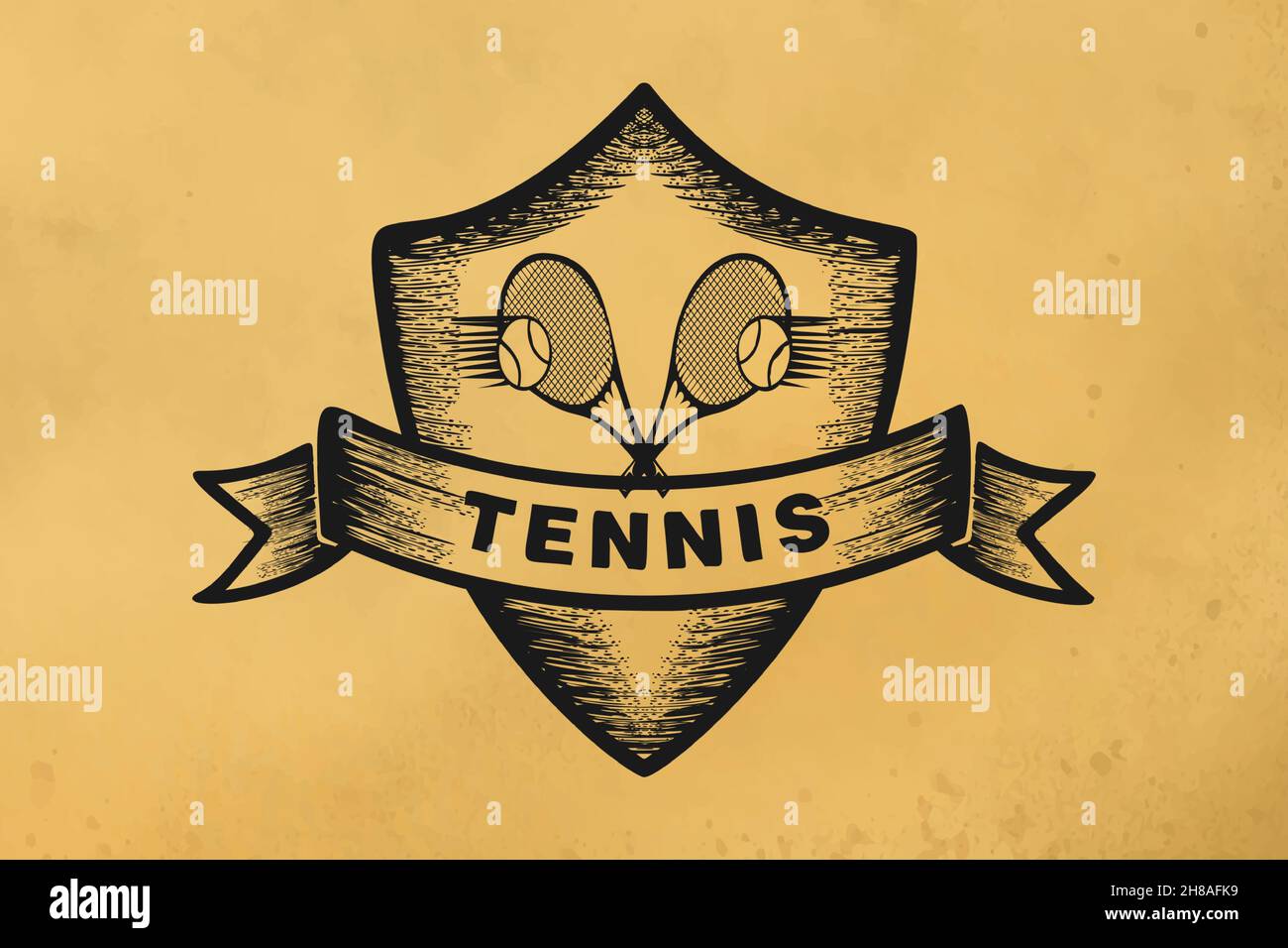 Tennis badge etichetta logo design Illustrazione Vettoriale