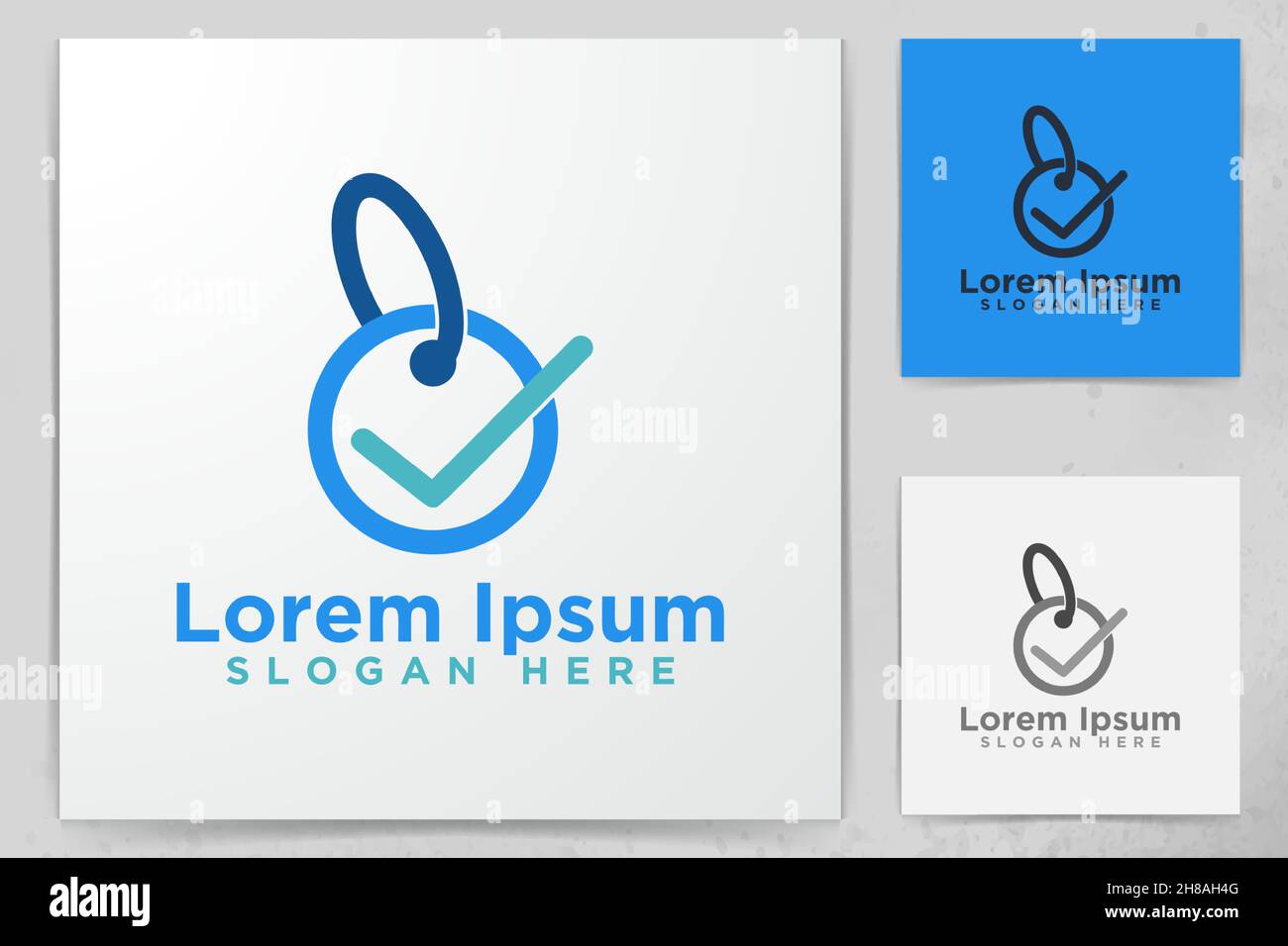 Etichetta e segno di spunta il logo design, illustrazione vettoriale Illustrazione Vettoriale