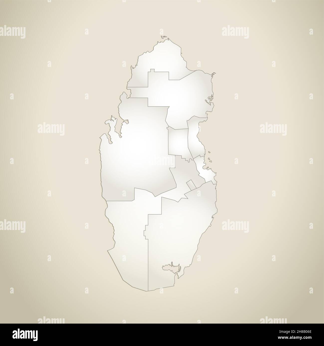 Mappa del Qatar, divisione amministrativa, sfondo cartaceo vecchio, vuoto Foto Stock
