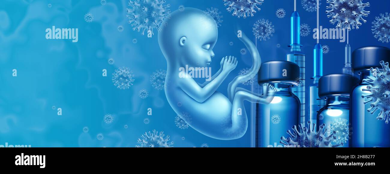 Gravidanza e vaccini come medicinale somministrato alla futura madre in gravidanza prenatale prima del parto e le questioni di vaccinazione e il feto medico. Foto Stock